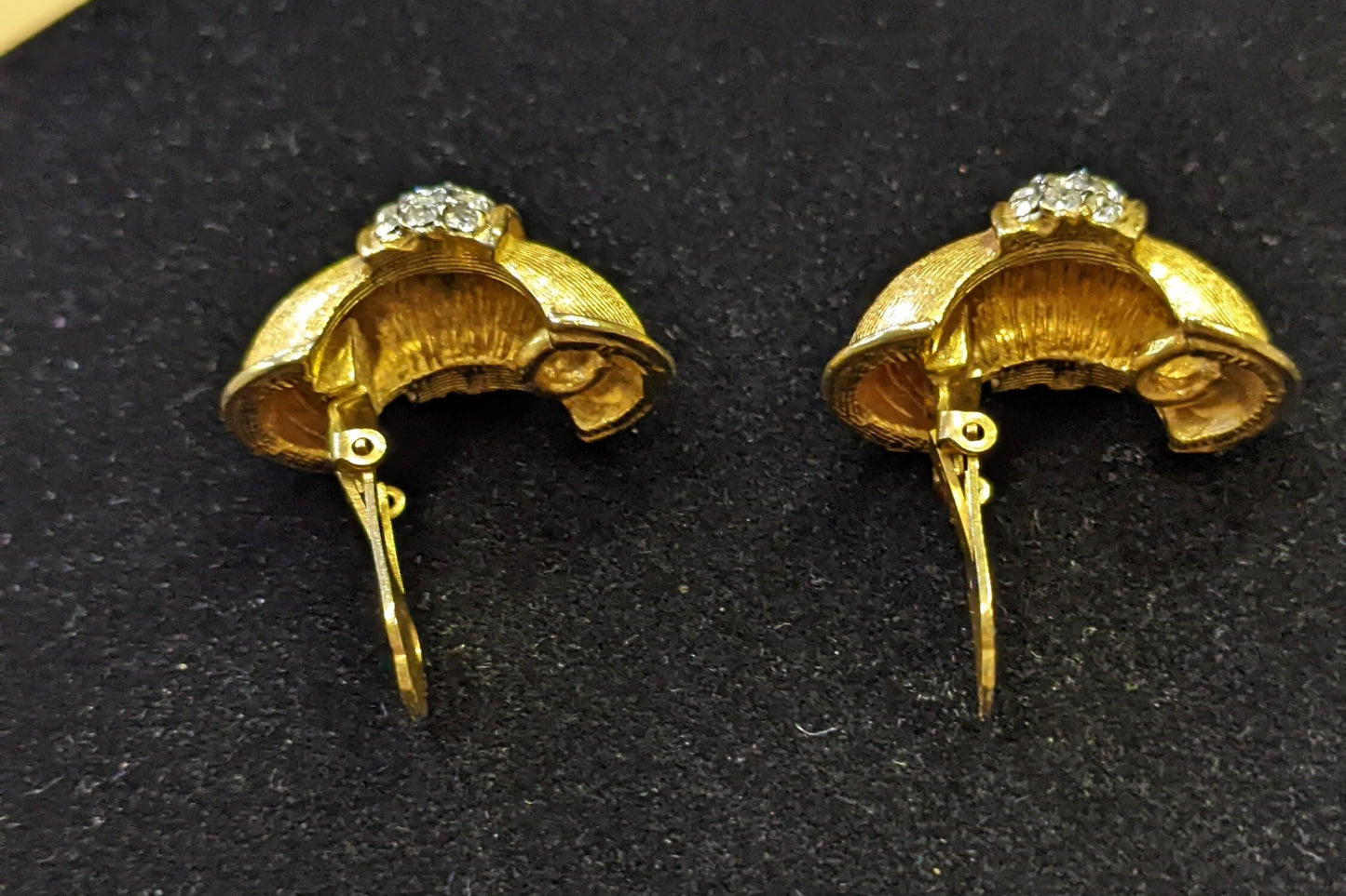 Kenneth J. Lane Bridal Ready Crystal and Gold Toned Rounded Clip Ons- Vintage