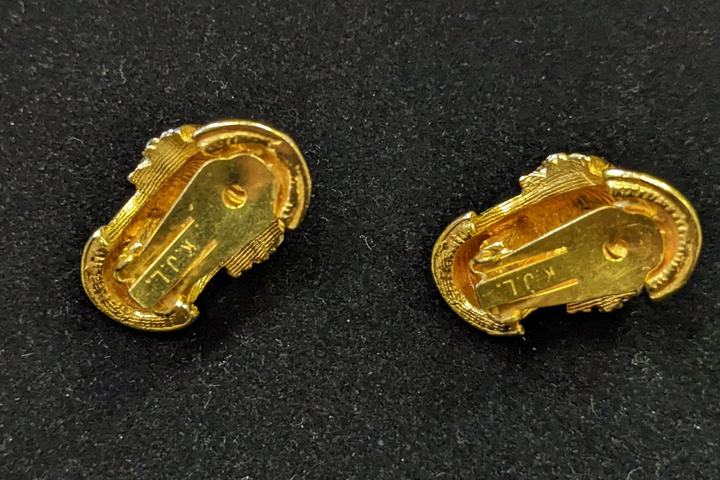 Kenneth J. Lane Bridal Ready Crystal and Gold Toned Rounded Clip Ons- Vintage