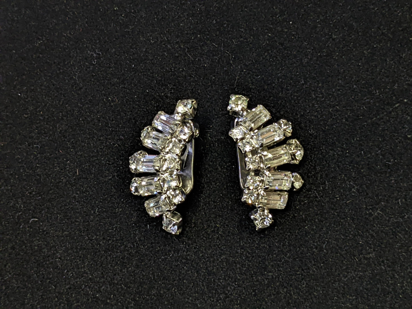 Crystal Art Deco Clip On Earrings- Perfect Vintage Bridal Jewelry