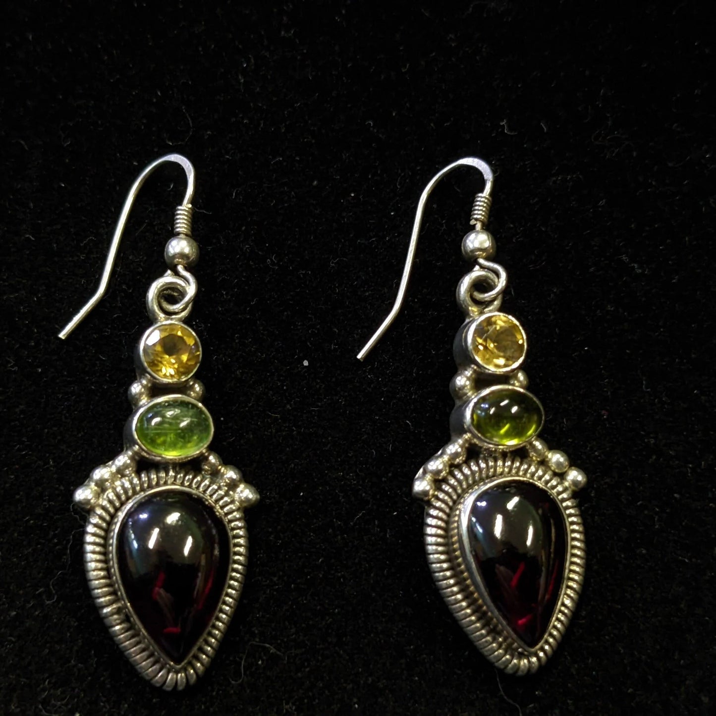925 Silver Drop Earrings with gemstones