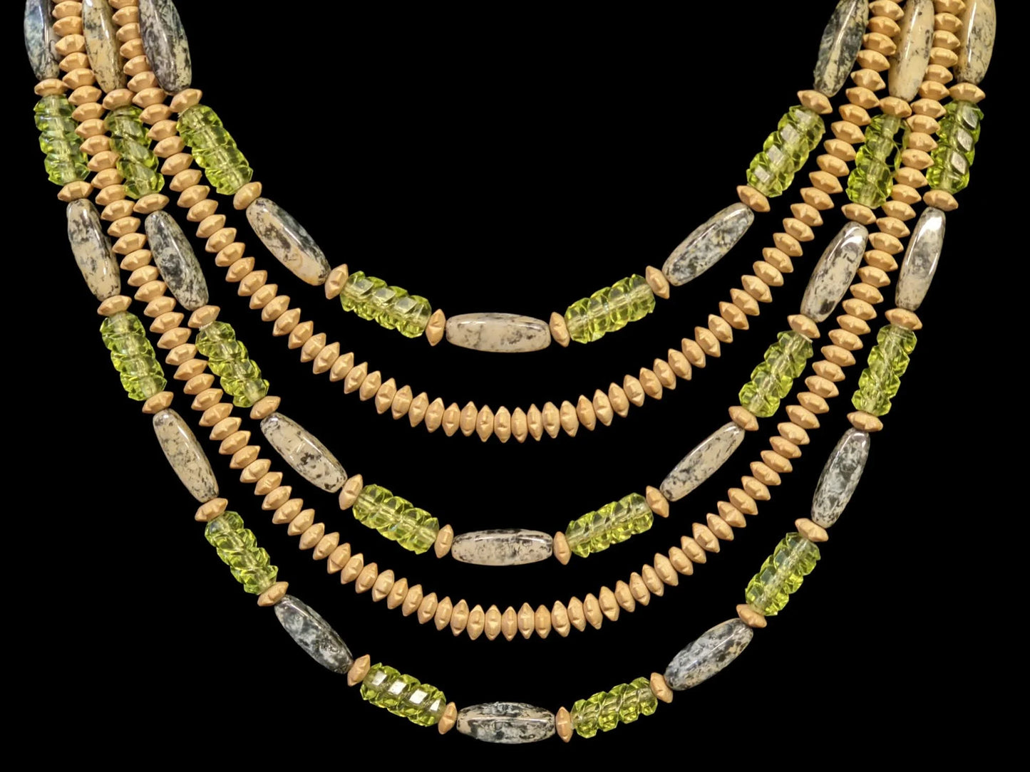 HOBE' - 5 Strand Beaded Necklace - Vintage 1970s Great Retro Jewelry