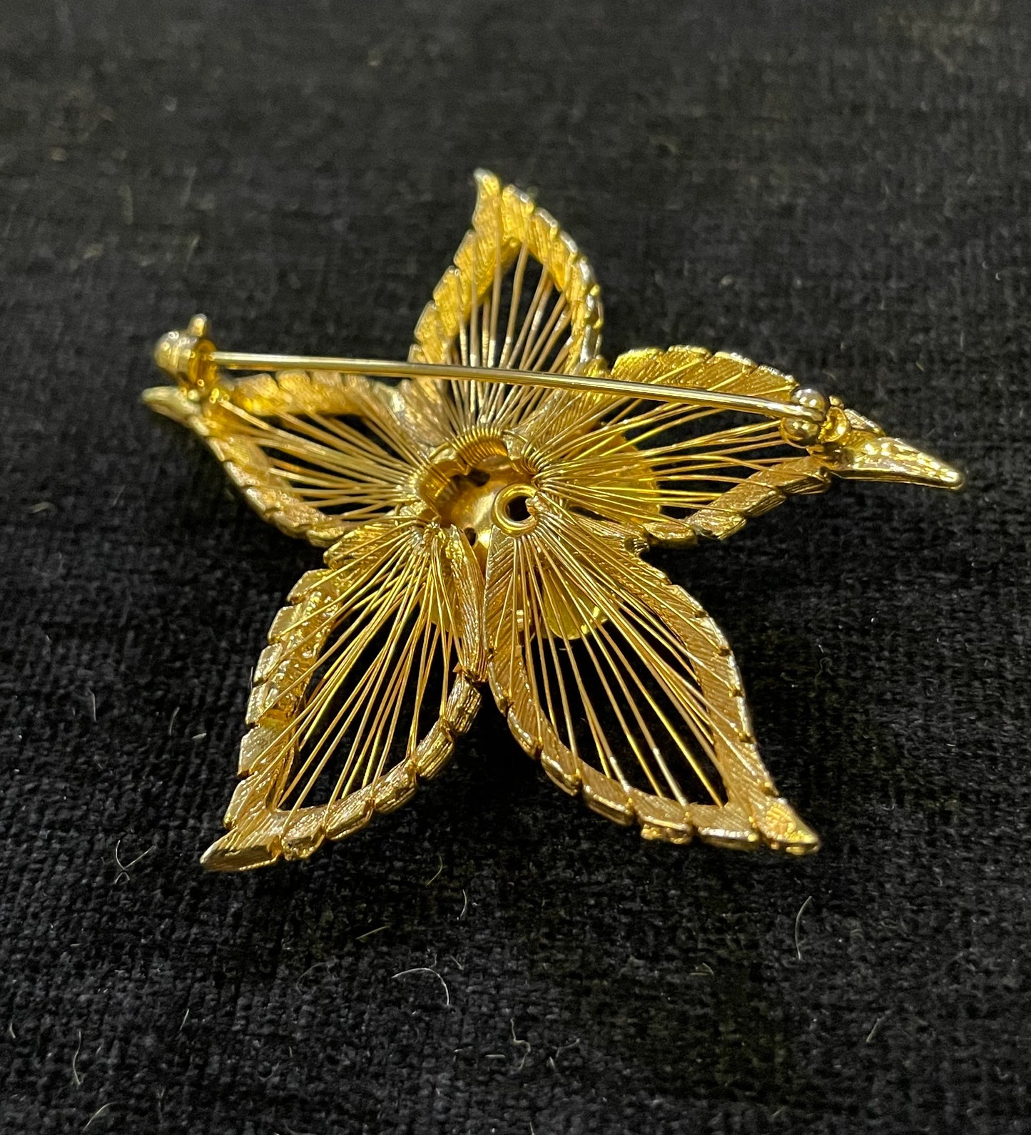 Gold Wired Flower Brooch
