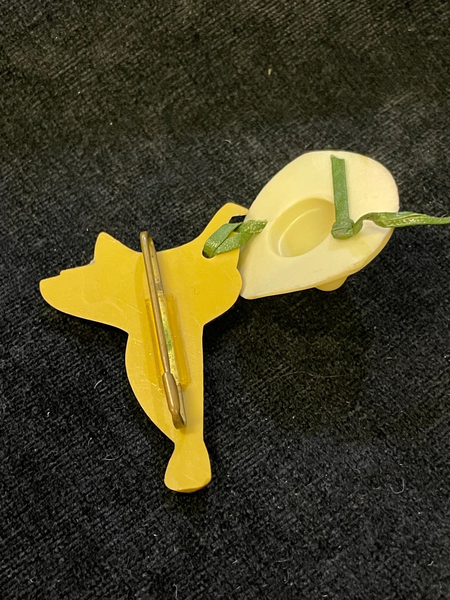 Saddle and Cowboy Hat Celluloid Pin Brooch