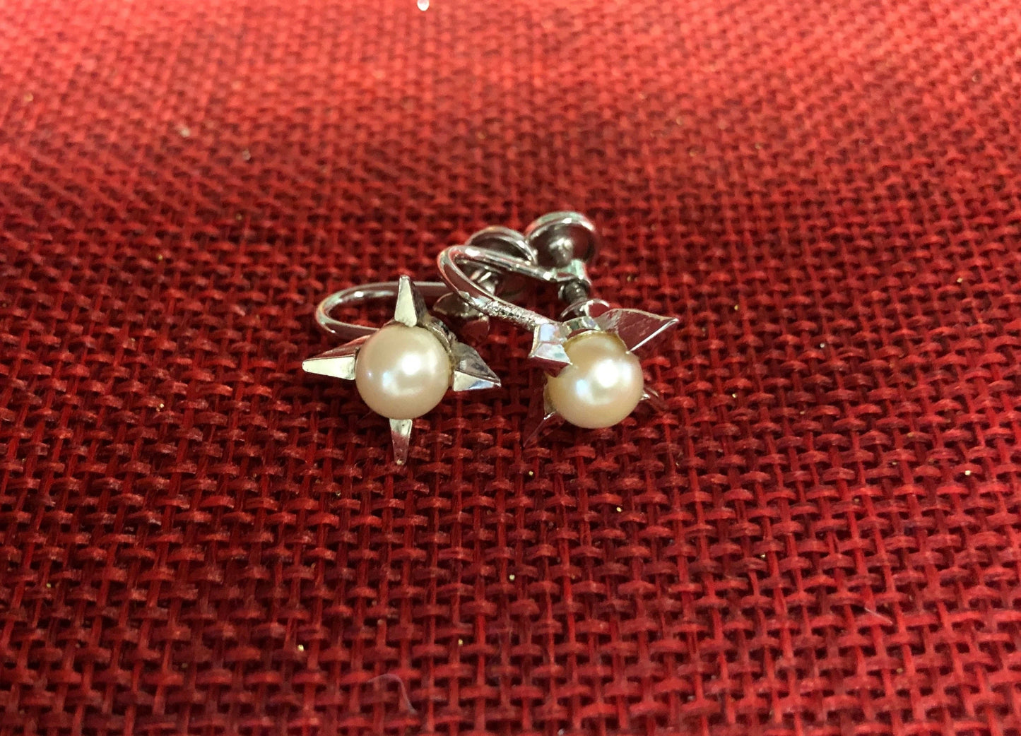 Cultured Pearl Sterling Silver Star Earrings