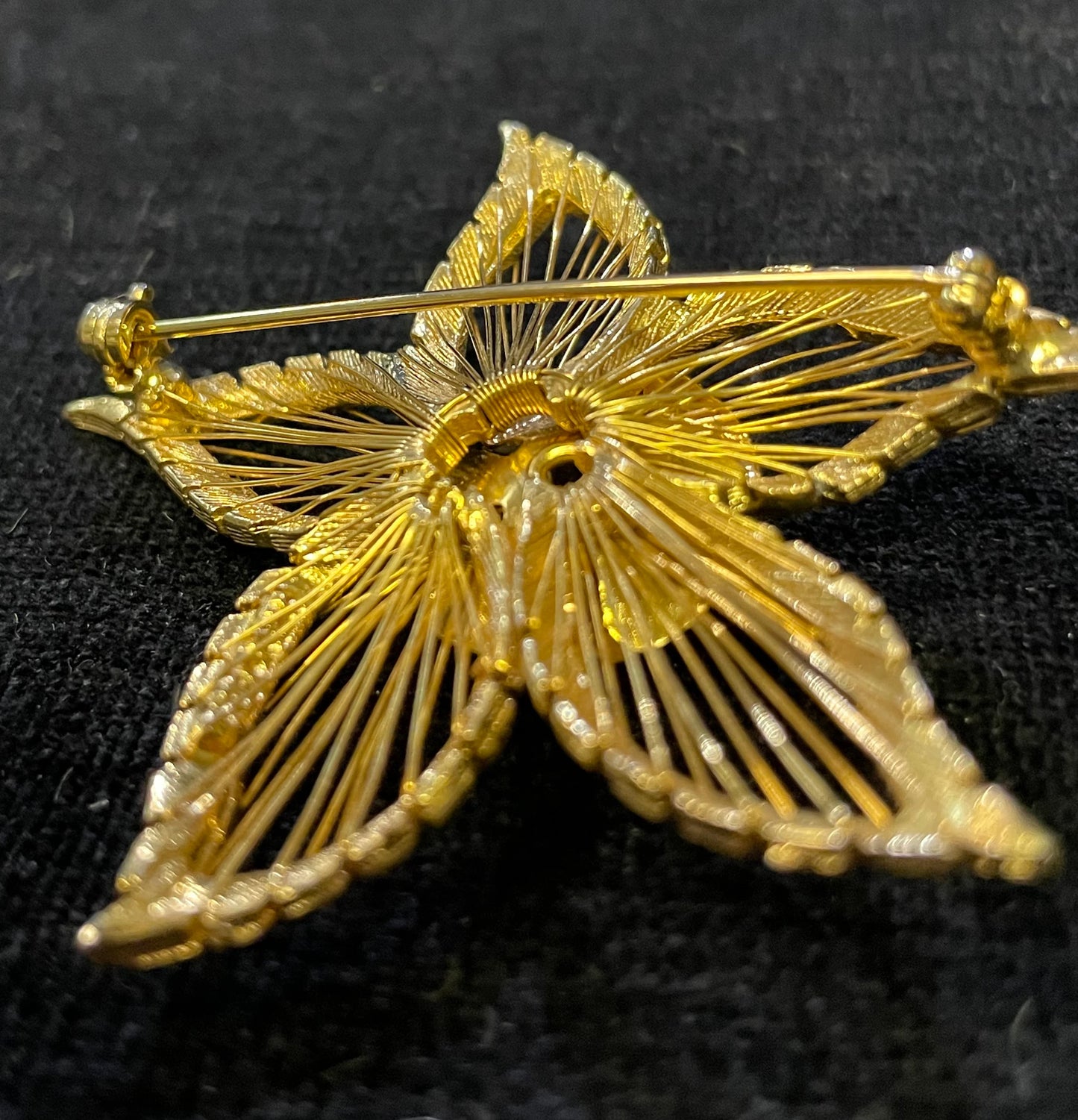 Gold Wired Flower Brooch