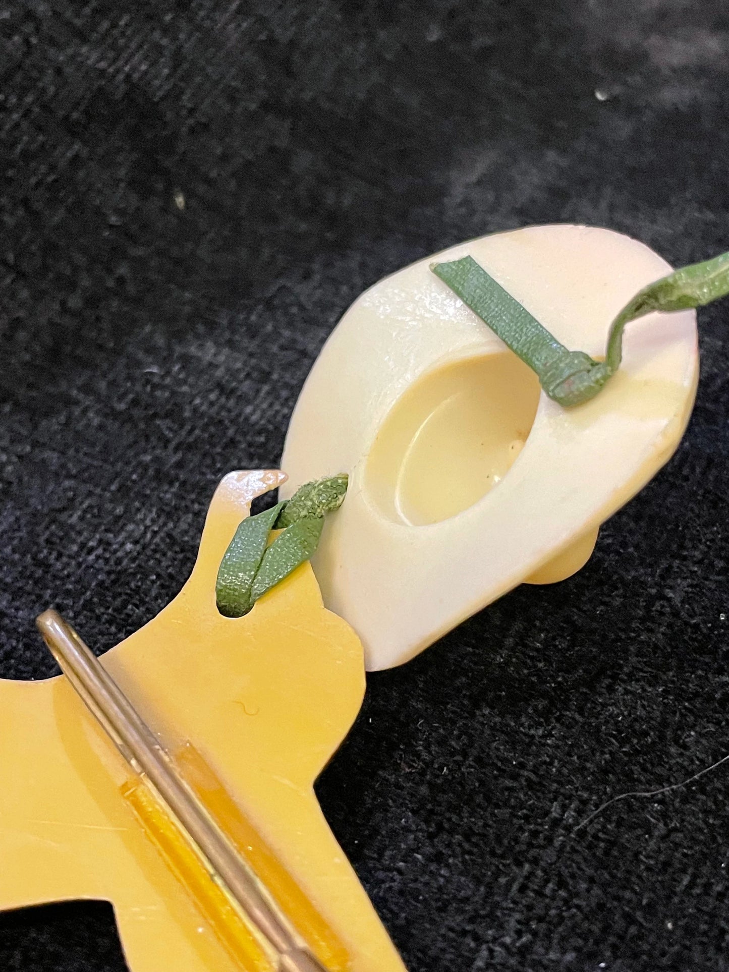Saddle and Cowboy Hat Celluloid Pin Brooch