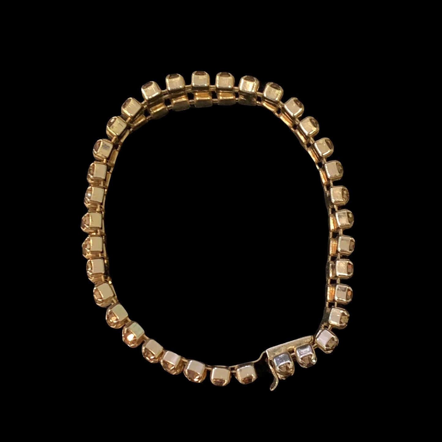 Weiss Prong Set Faux Topaz Crystal on Goldtone Bracelet - Sassy Topaz Weiss Bracelet