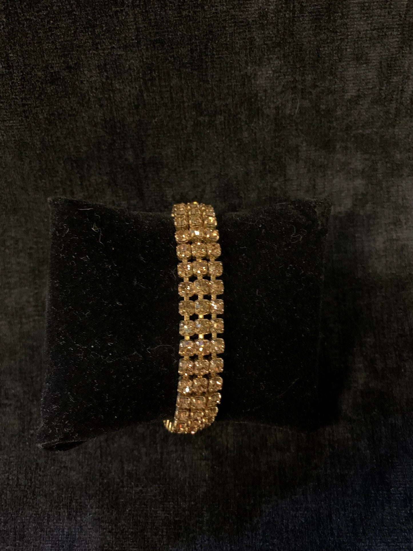 Weiss Prong Set Faux Topaz Crystal on Goldtone Bracelet - Sassy Topaz Weiss Bracelet