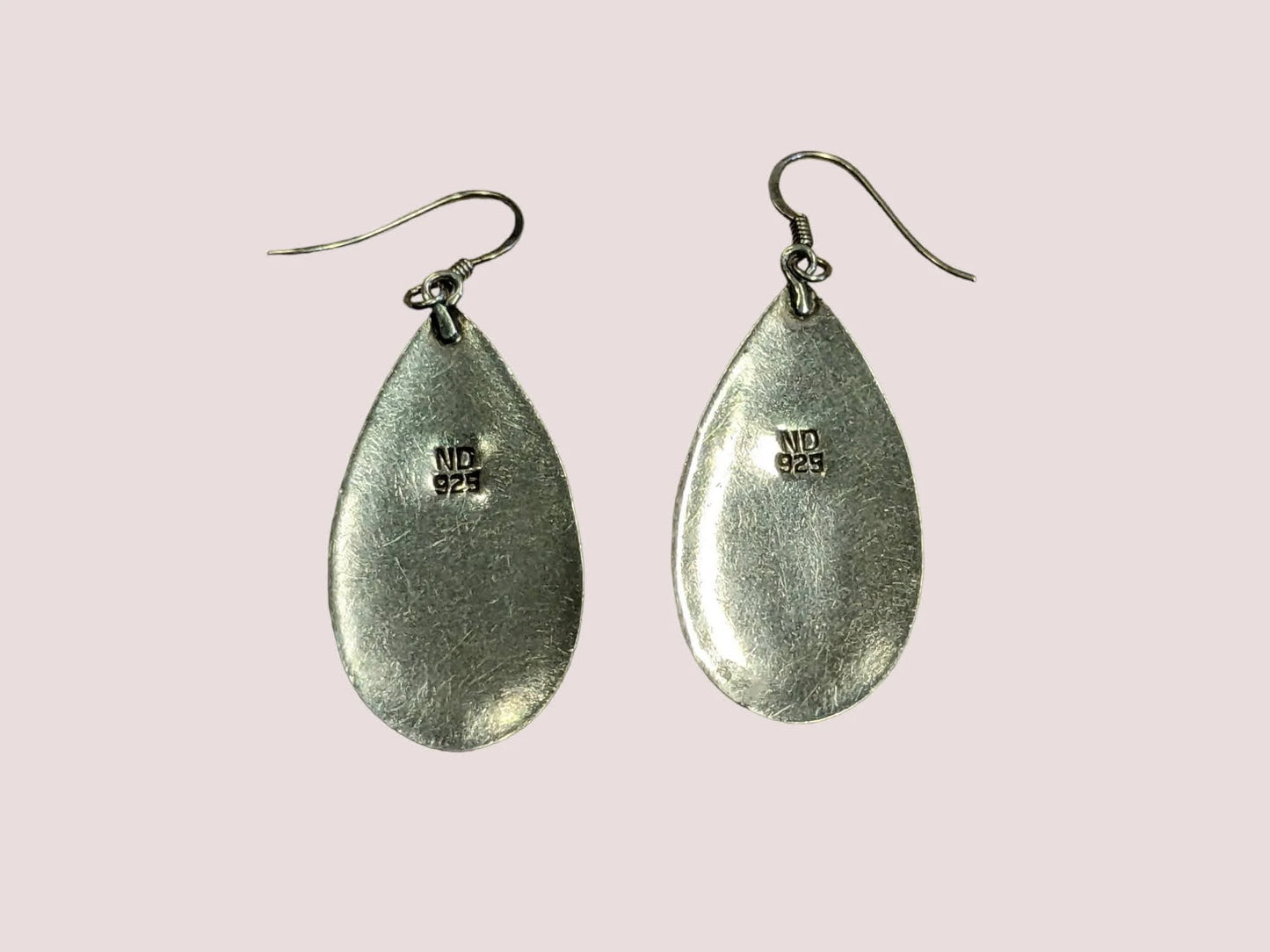 925 Silver and Abalone Shell Earrings and Pendant Set - Vintage