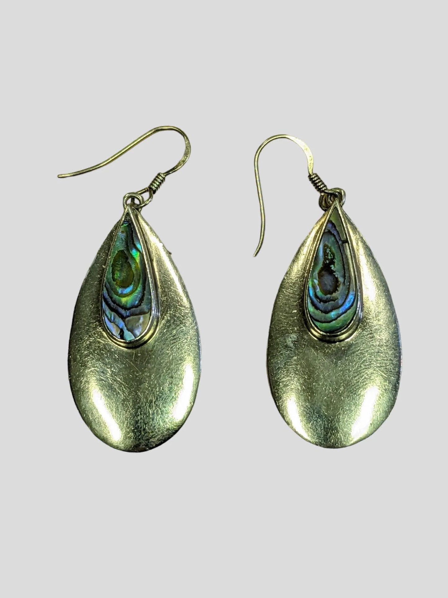 925 Silver and Abalone Shell Earrings and Pendant Set - Vintage