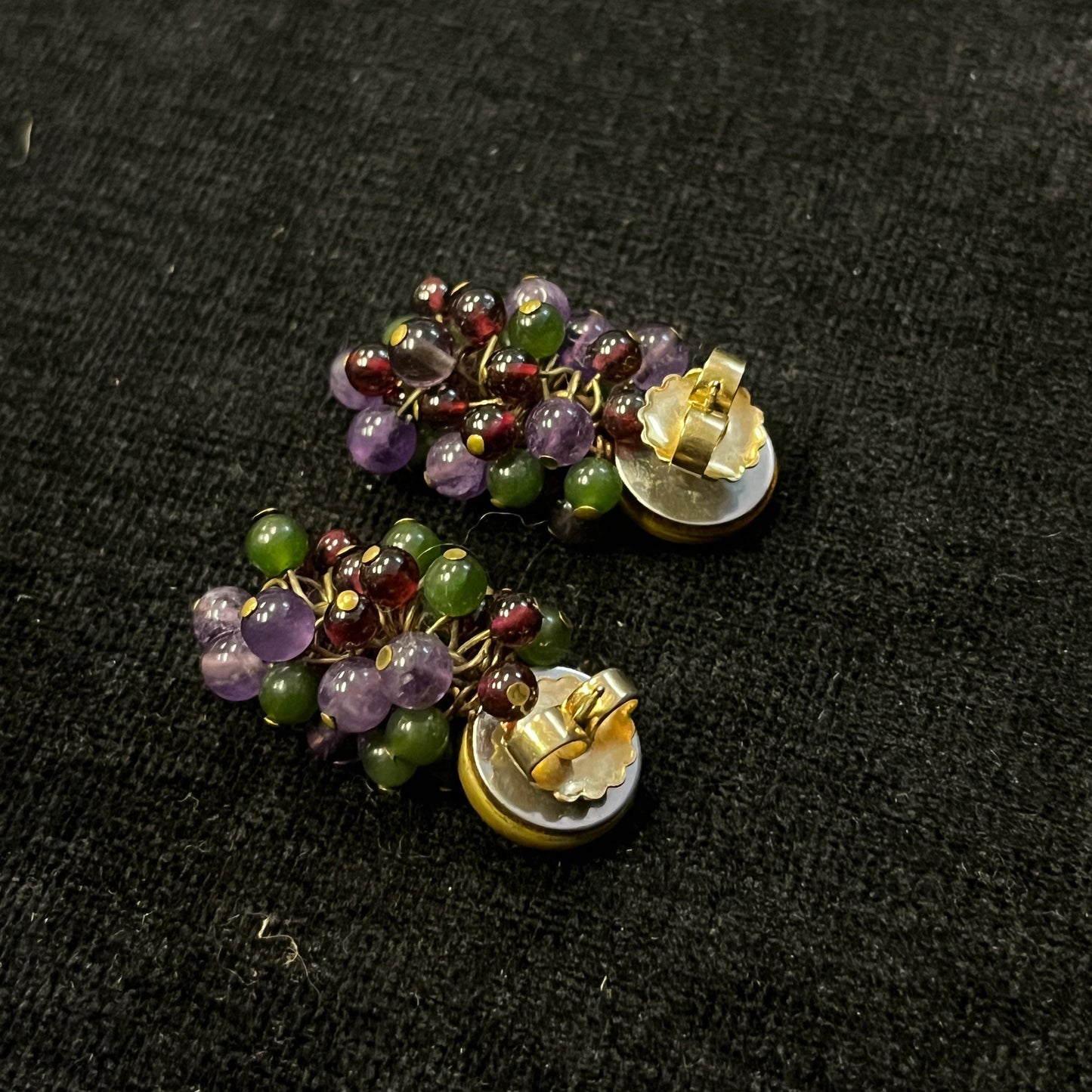 Jade Bead Grape Bunch Earrings