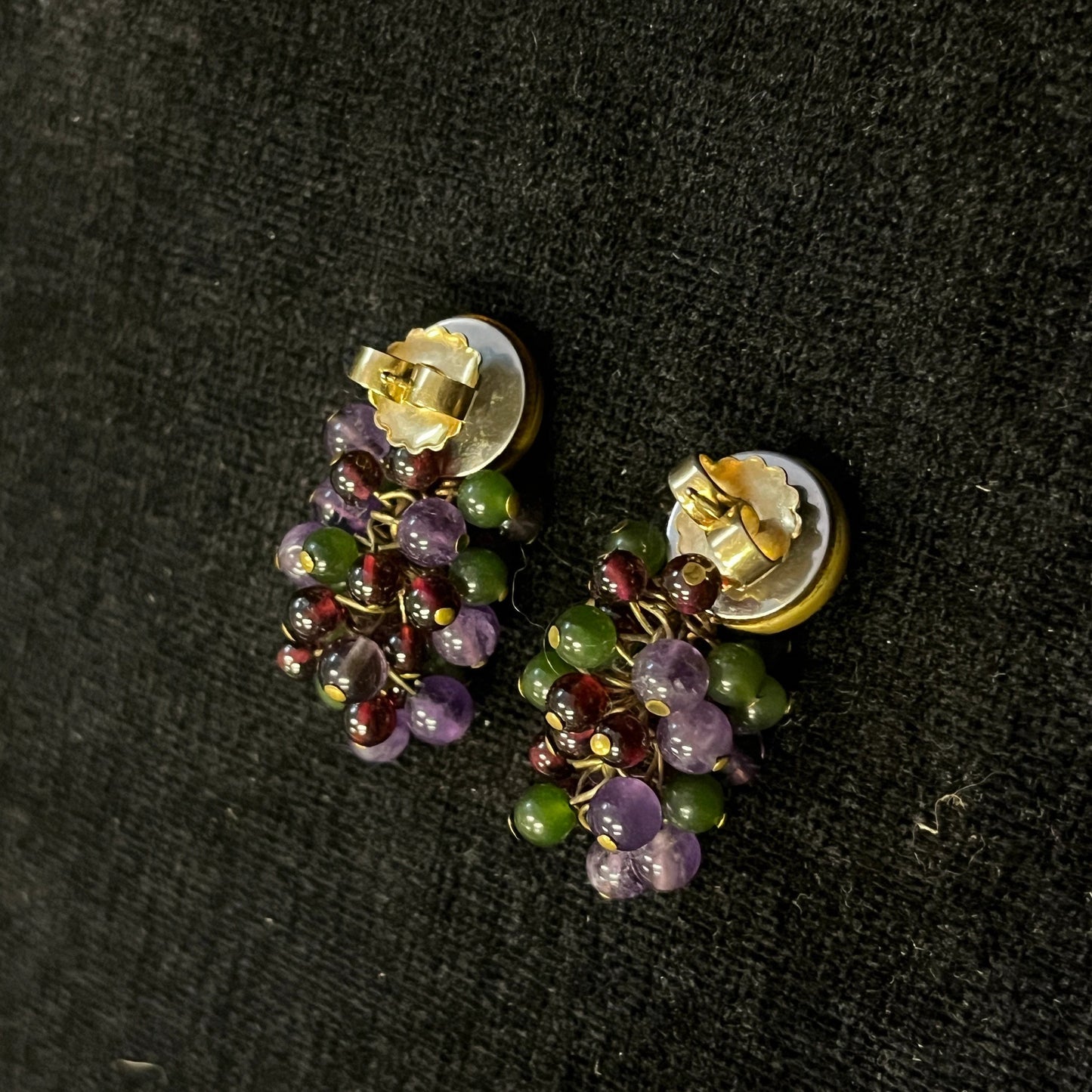 Jade Bead Grape Bunch Earrings