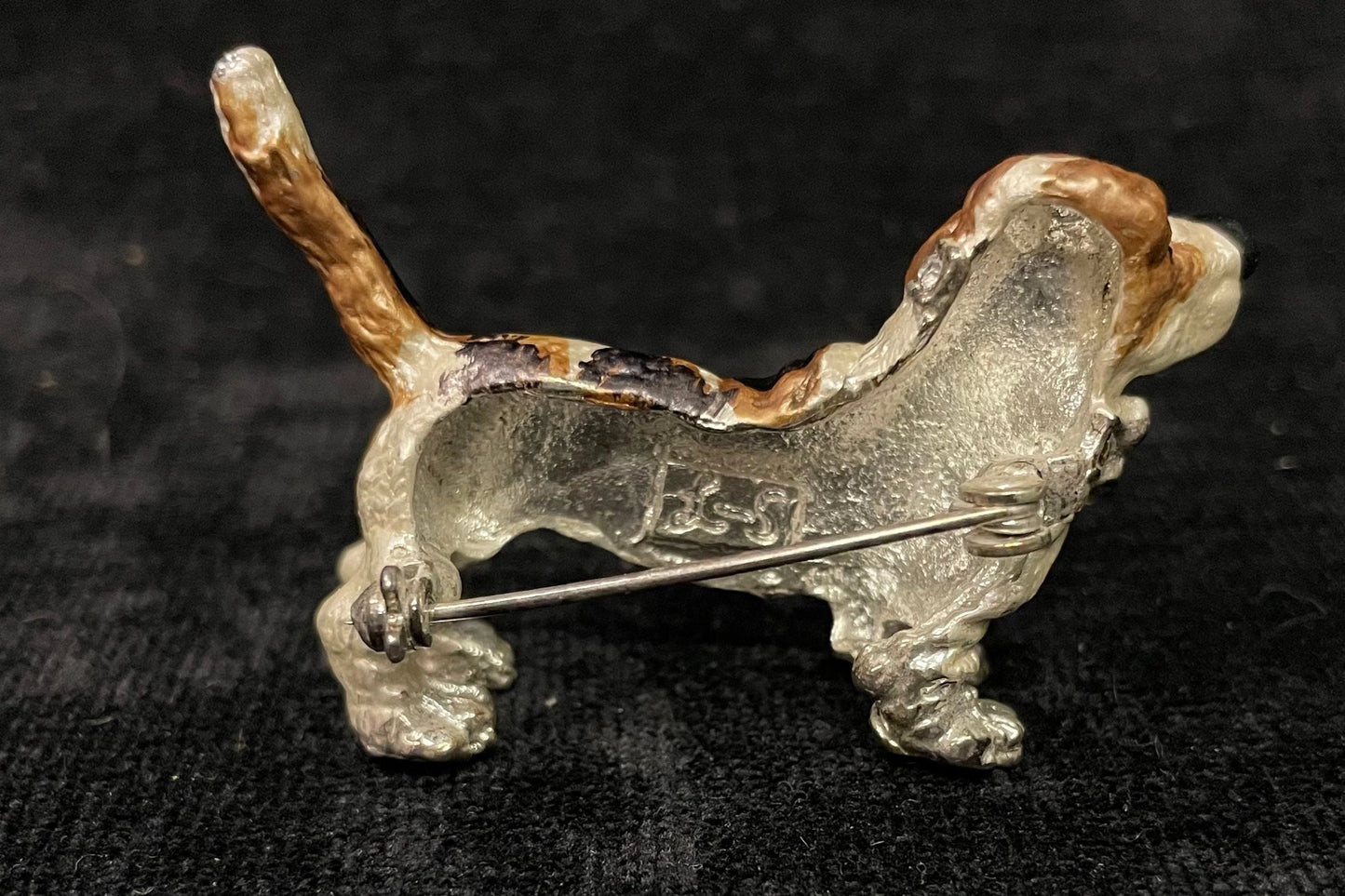 Tri color Basset Hound - Hand Painted Posh Pooch Pins - Genuine Austrian Crystal - Tricolored Beagle