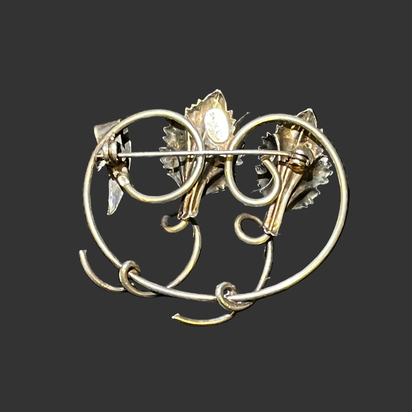 Sterling Silver Leaves on a Vine Brooch - 925 silver Leaf Pin