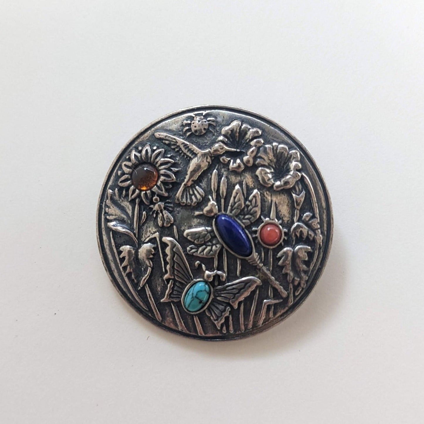 Carolyn Pollack Sterling Silver Pin With 4 Gemstones - Sterling Silver Brooch/Pendant
