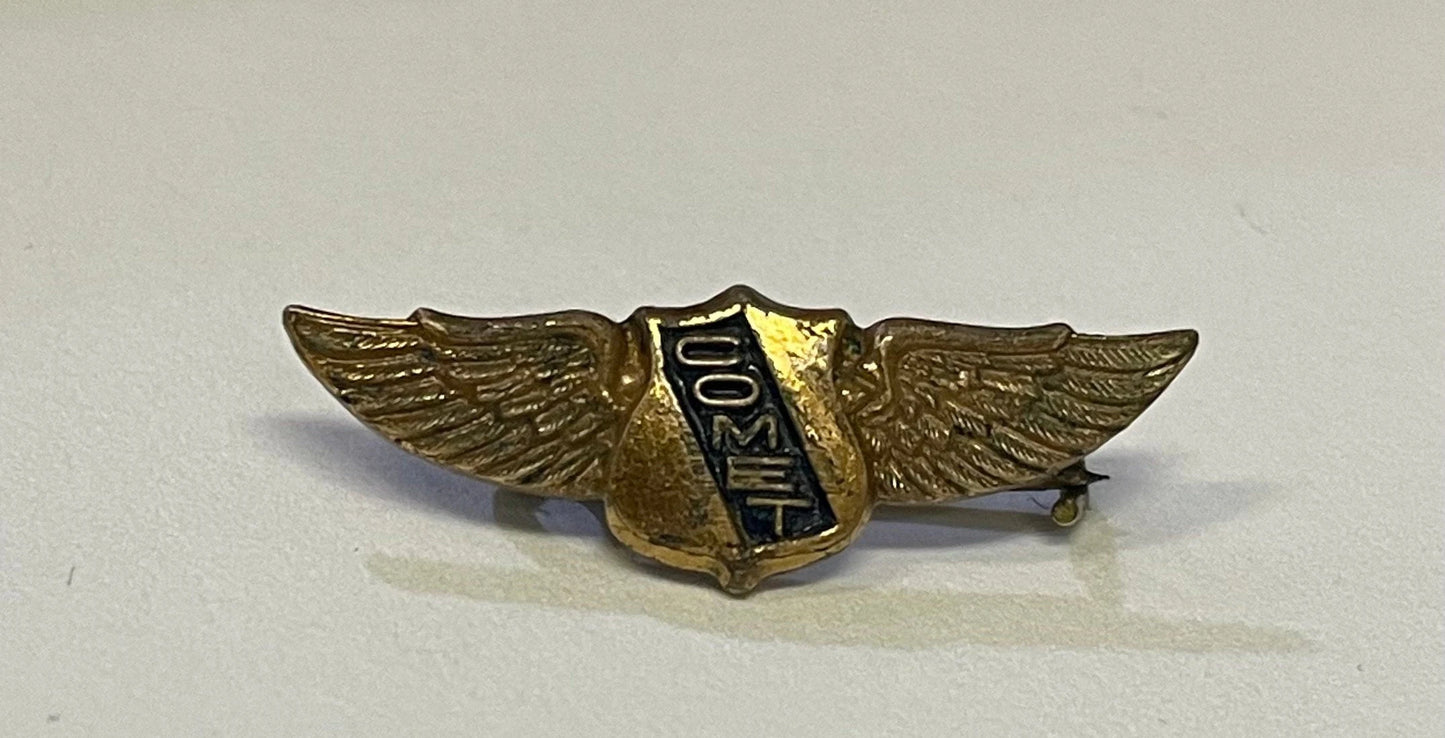 Brass COMET Wing Pin - Airplane Pin - Wings Pin