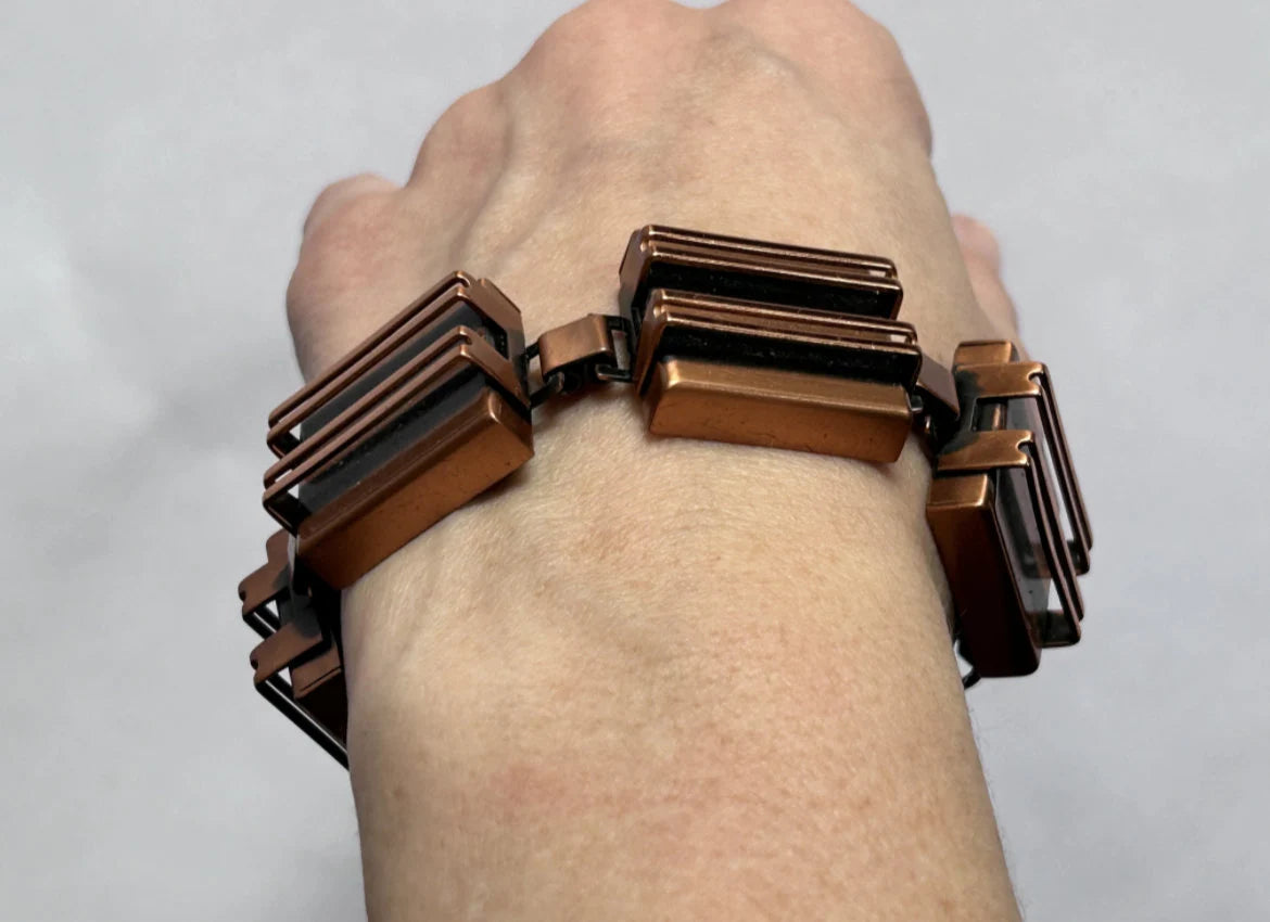 Renoir Geometric Copper Bracelet and Earrings - Renoir Copper Jewelry Set