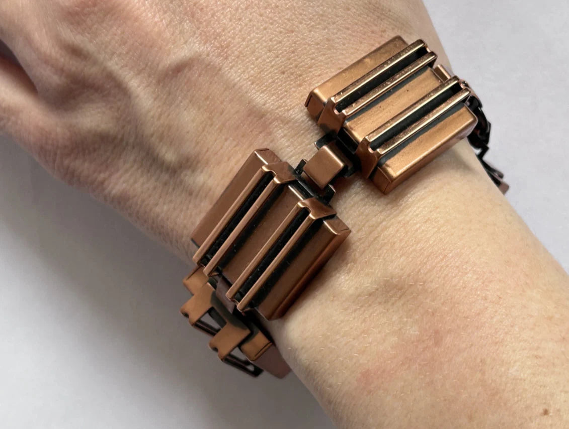 Renoir Geometric Copper Bracelet and Earrings - Renoir Copper Jewelry Set