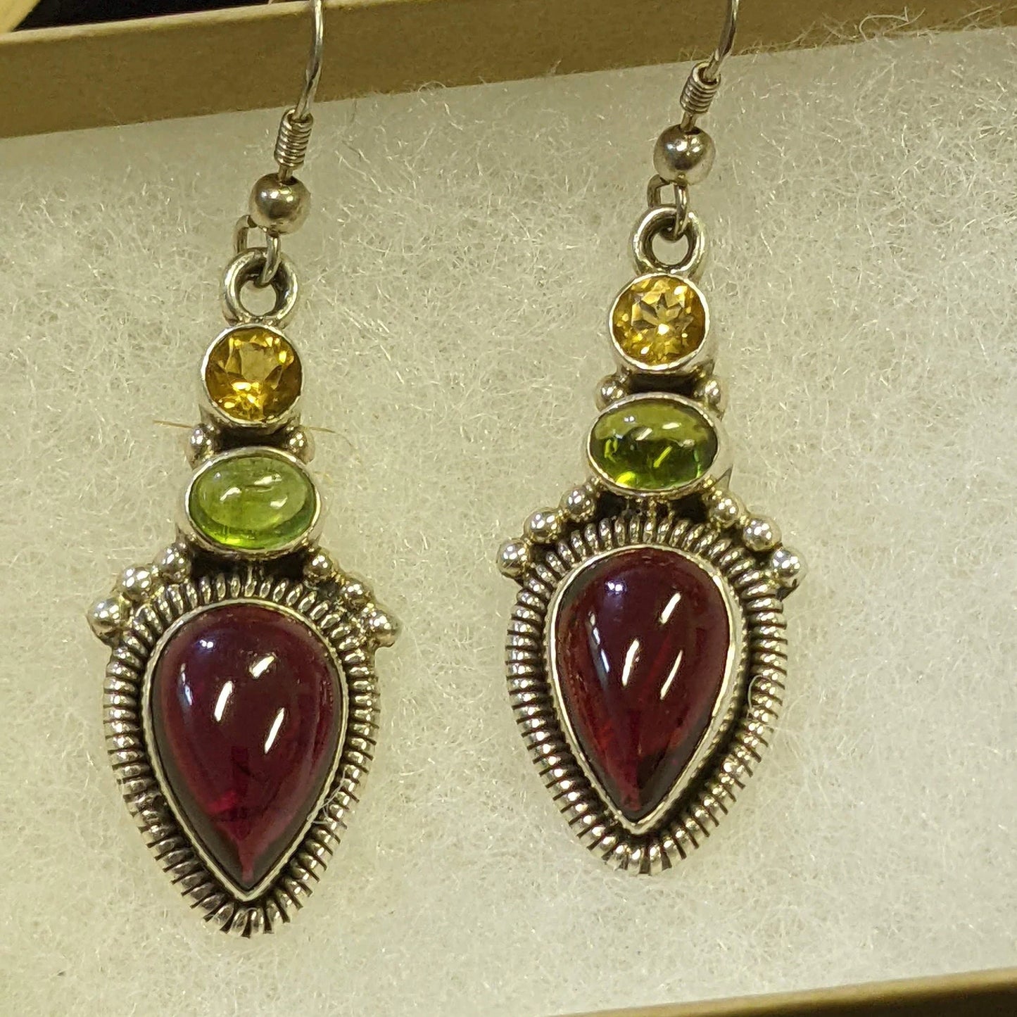 925 Silver Drop Earrings with gemstones