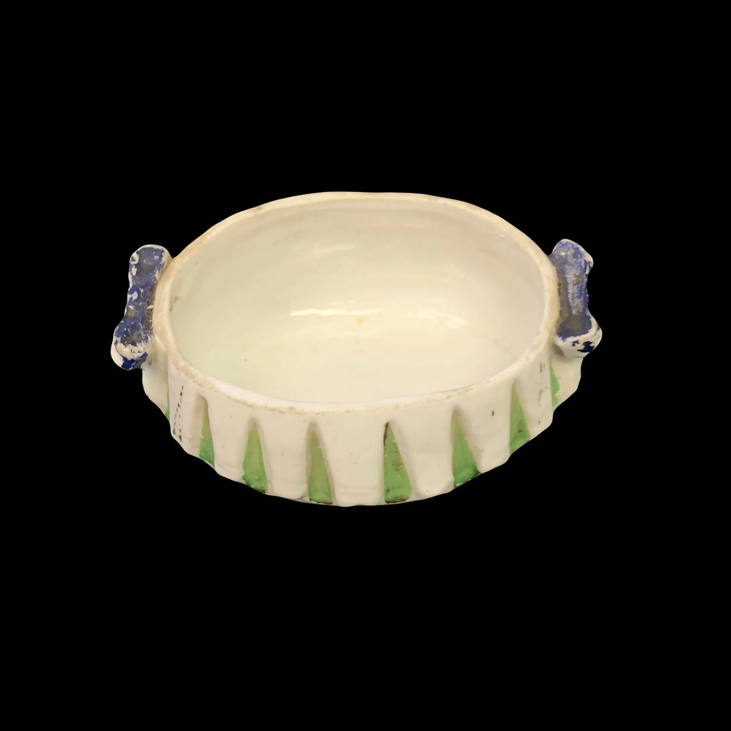 Victorian Era Fairing Trinket Box - Antique Fairing Trinket Box With Tea Set Top