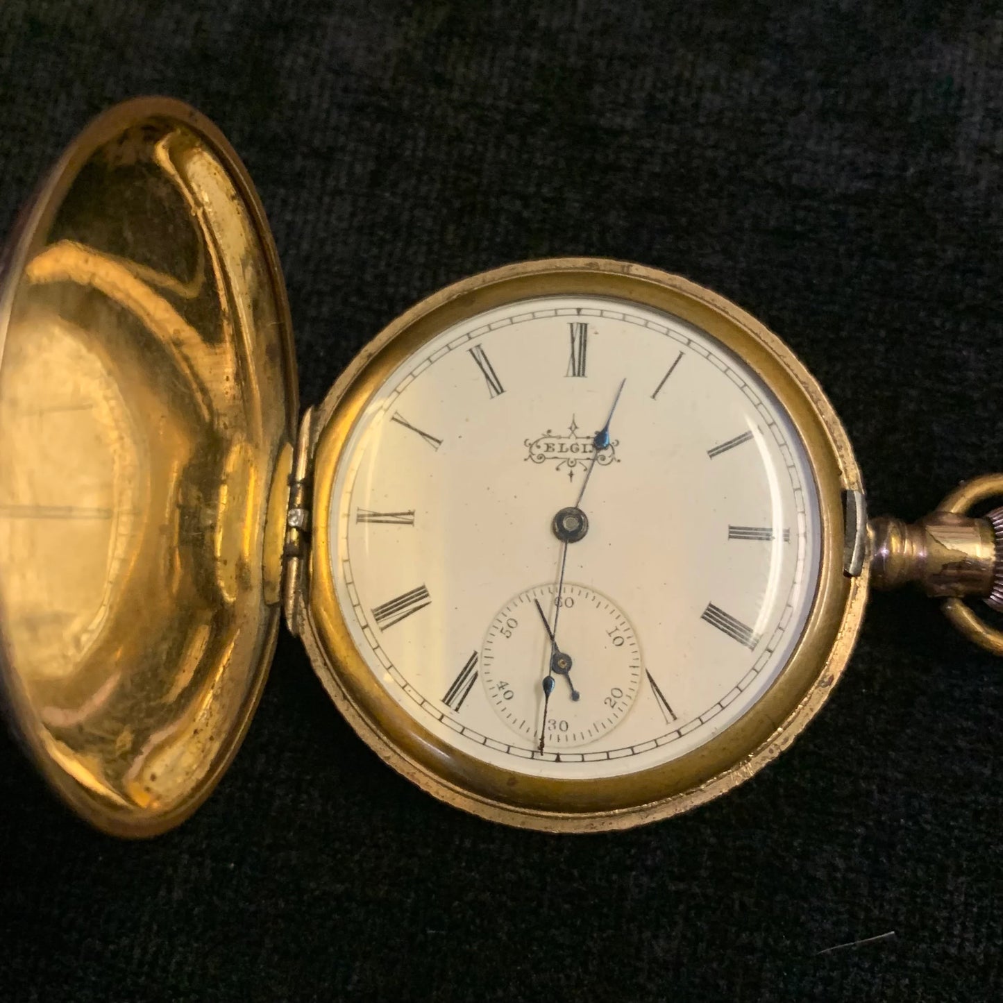 14K Gold Elgin Pocket Watch - Gold Elgin Pocket Watch with Chain