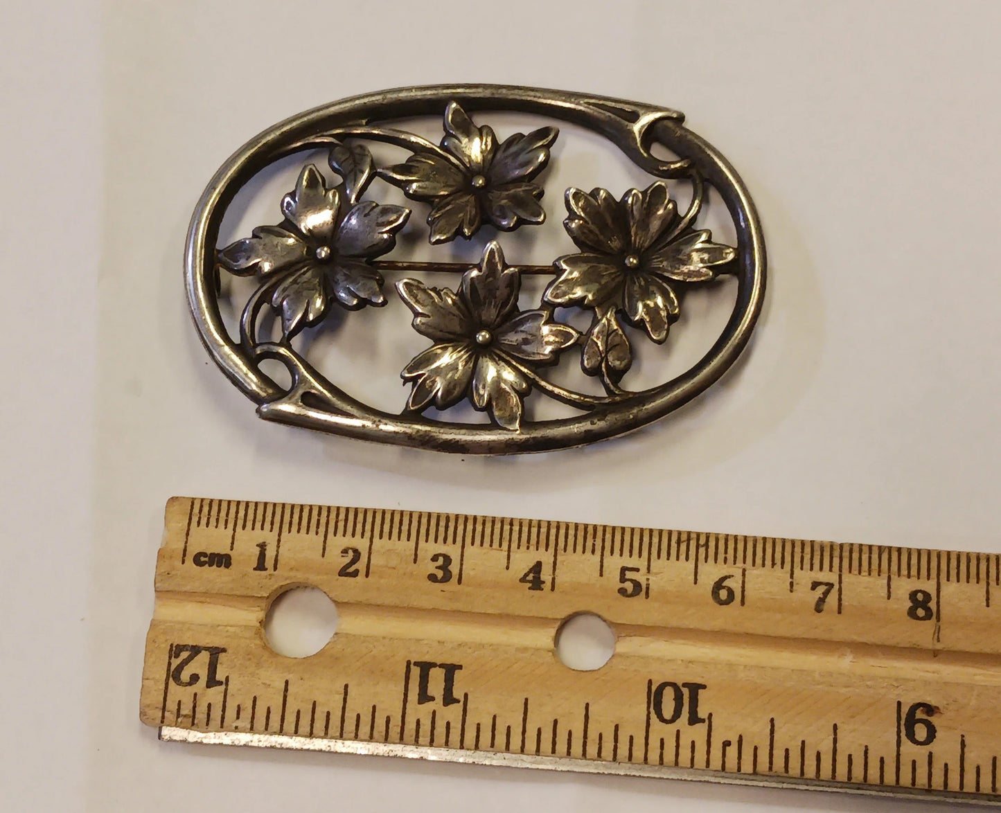 Art Nouveau Sterling Silver Flower Brooch - .925 Silver Pin - 2.5" Art Nouveau Era Brooch - Naturalist Era 1900 Jewelry