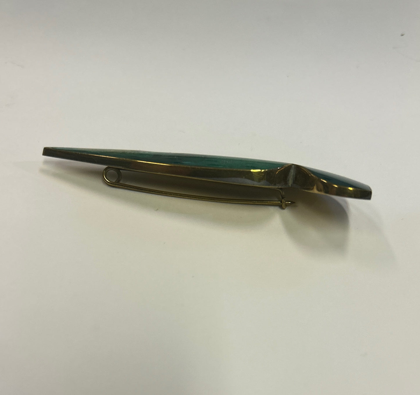 Dark Green and Gold Abstract Brooch - Enameled - Vintage 80s