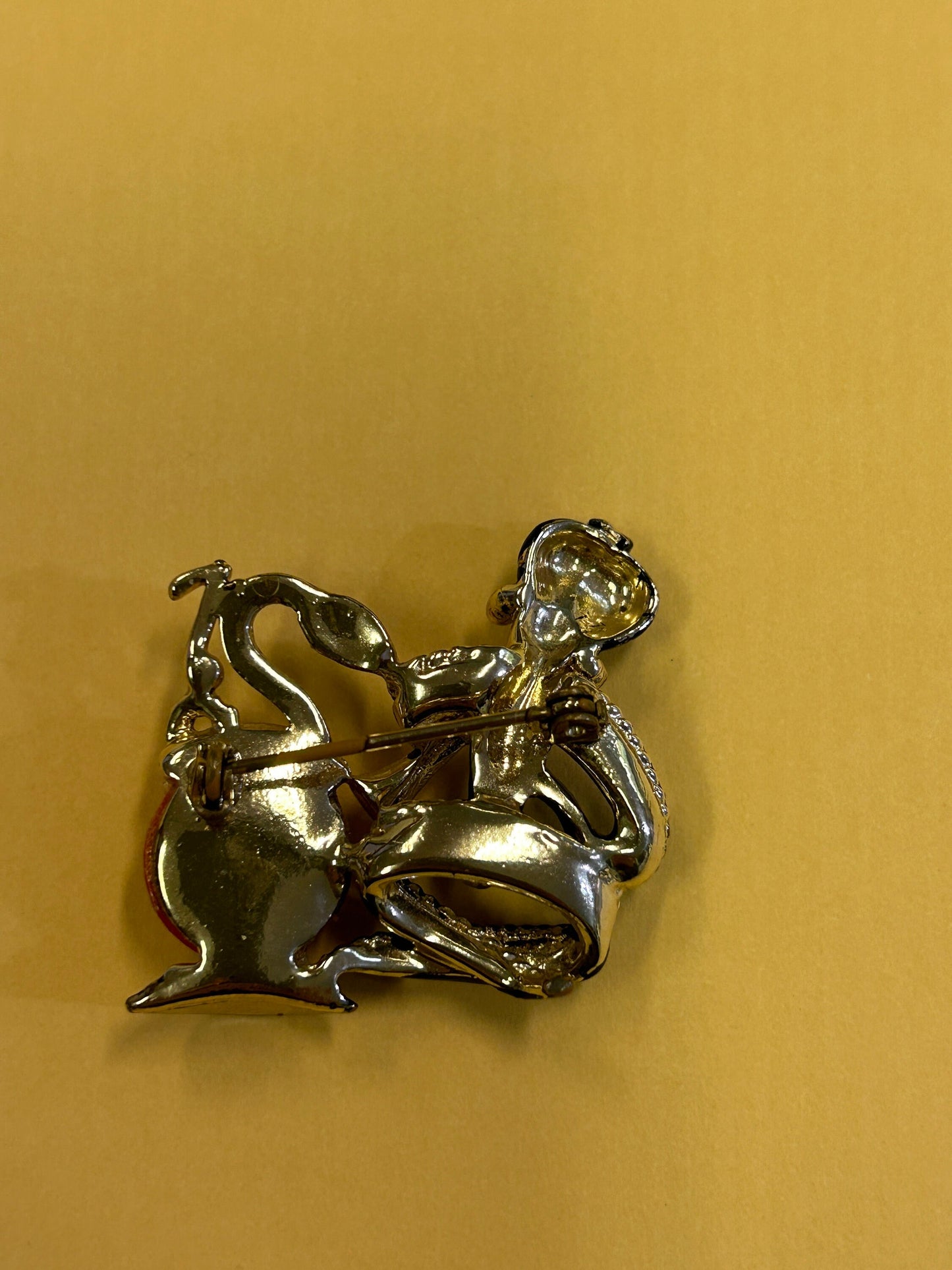 Snake Charmer Brooch With Bakelite Disk - Vintage 1930s Jewelry