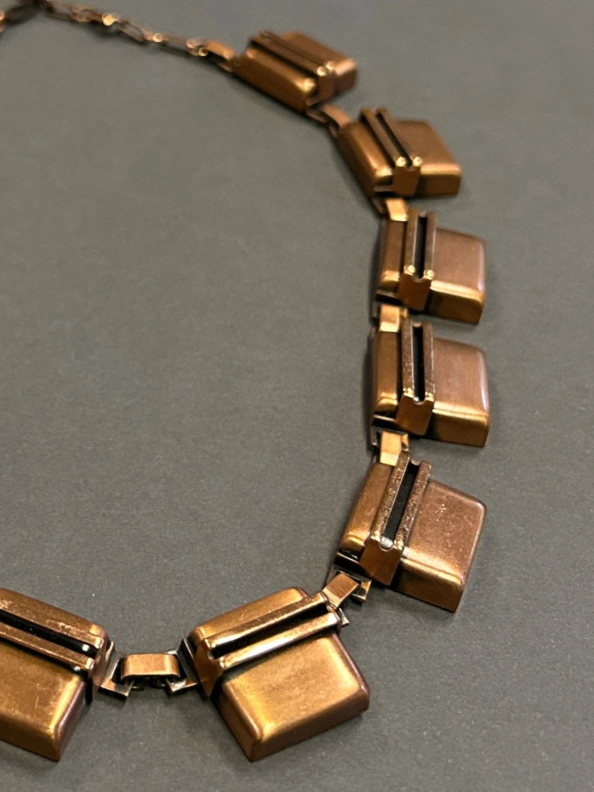 Signed Renoir Geometric Choker Necklace - Vintage - Copper Jewelry
