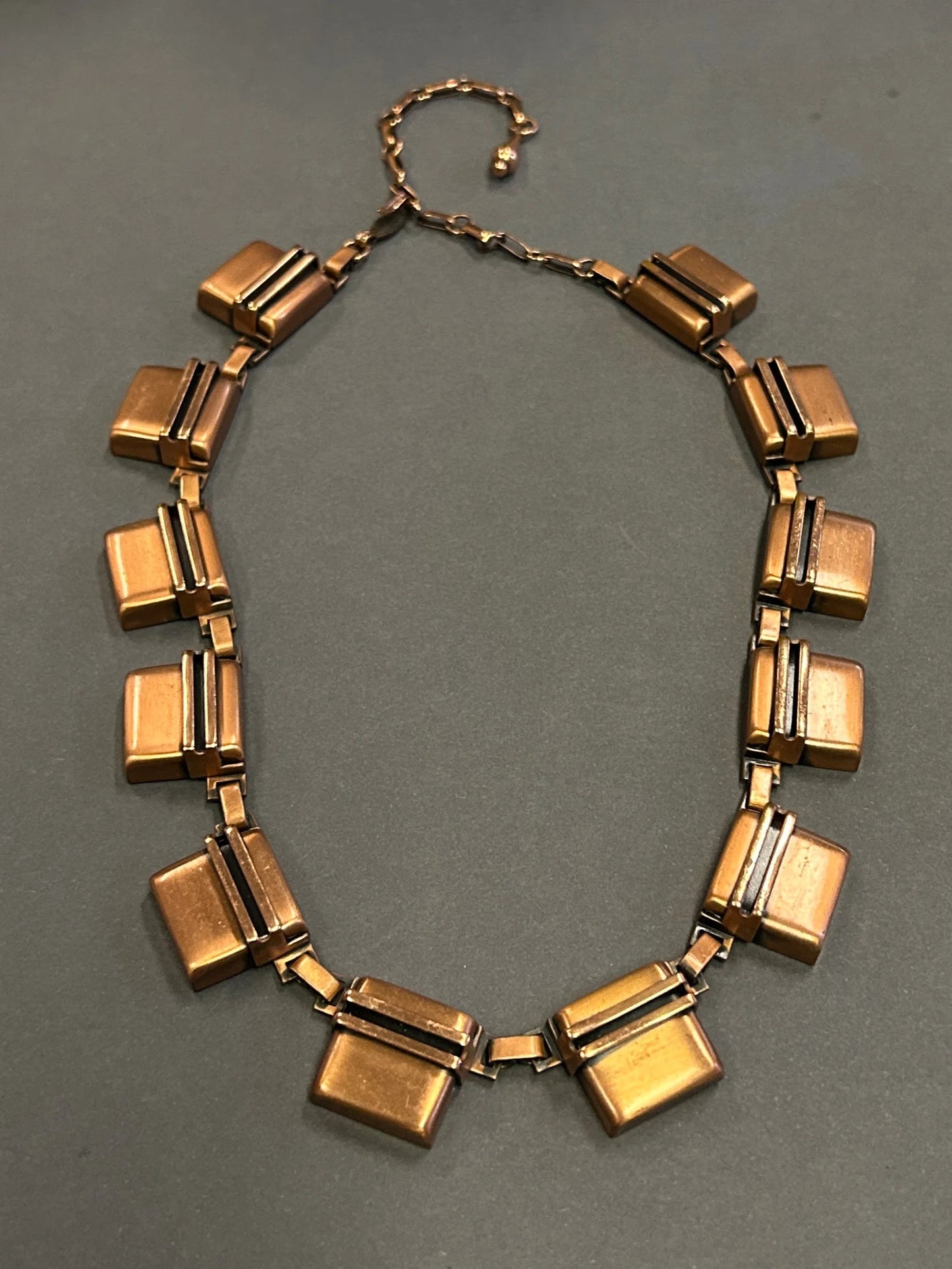 Signed Renoir Geometric Choker Necklace - Vintage - Copper Jewelry