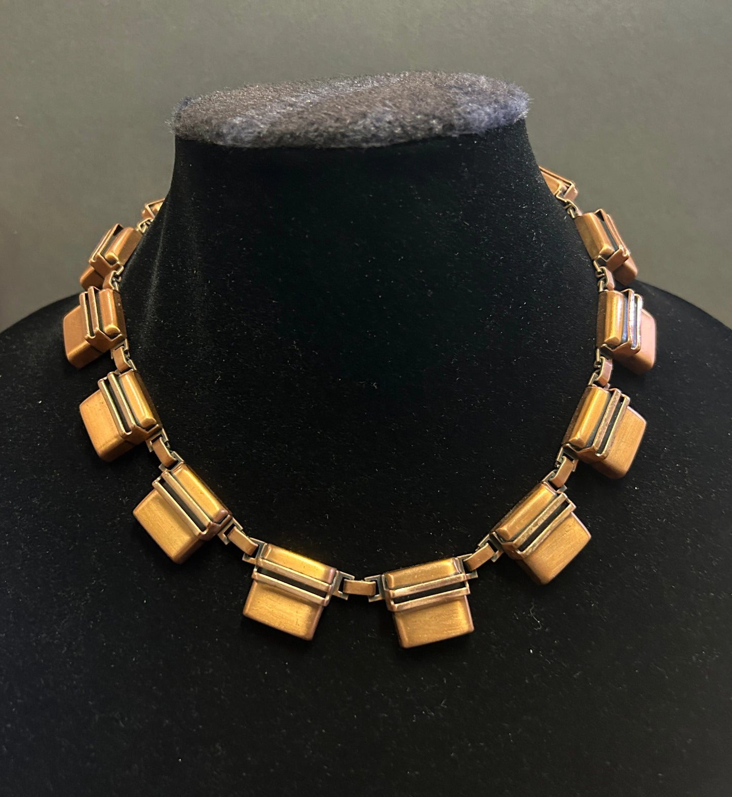 Signed Renoir Geometric Choker Necklace - Vintage - Copper Jewelry