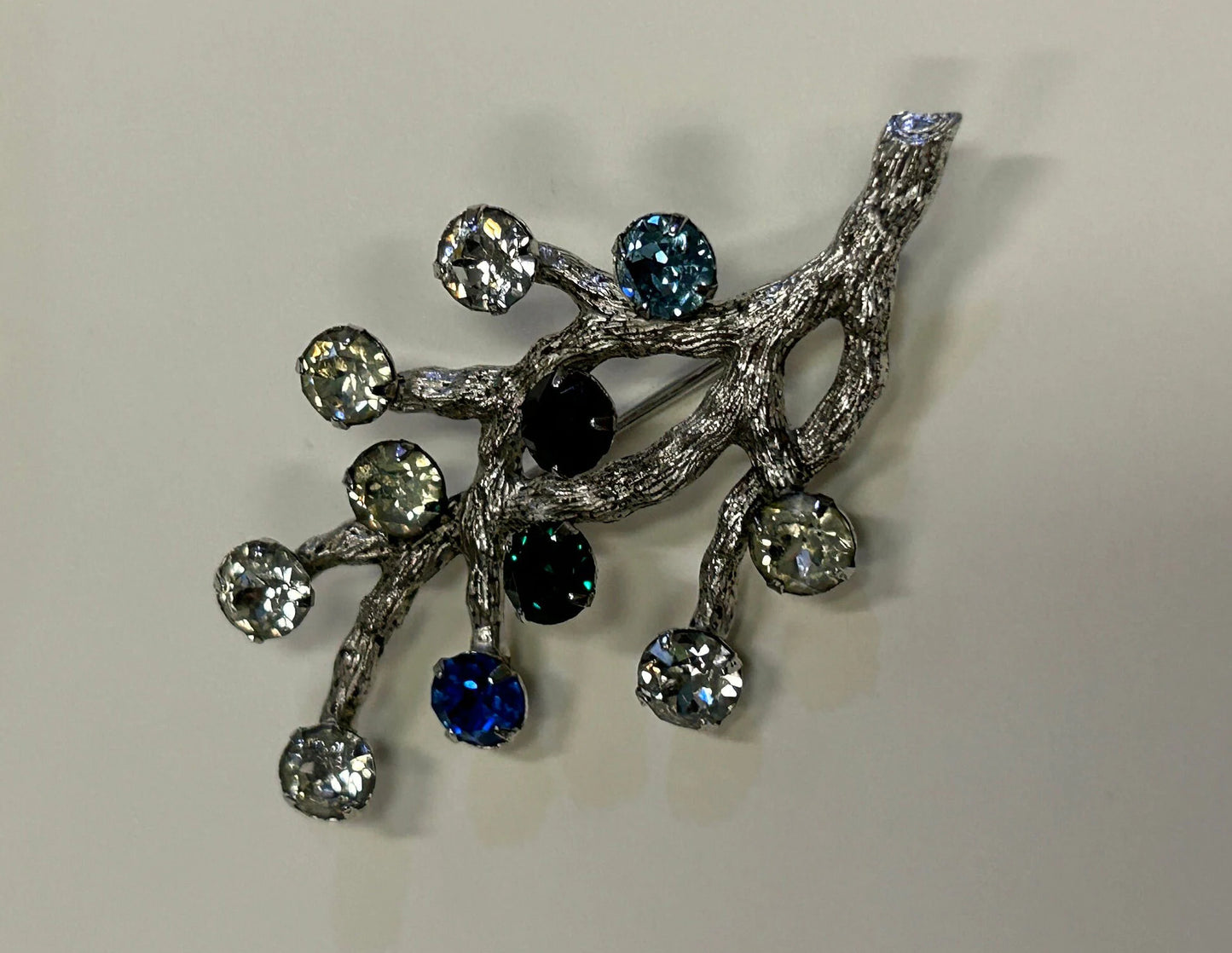 Van Dell Sterling Silver Tree Branch with 11 Birthstones Brooch