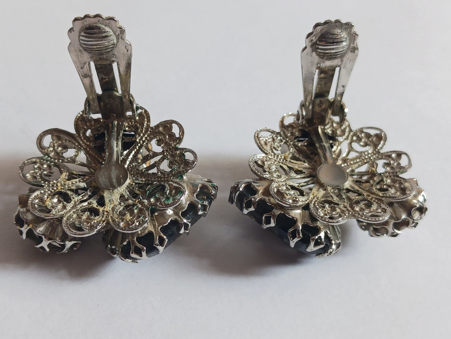 Chunky Rhinestone Bracelet and Clip-On Earring Set - Vintage 1960s