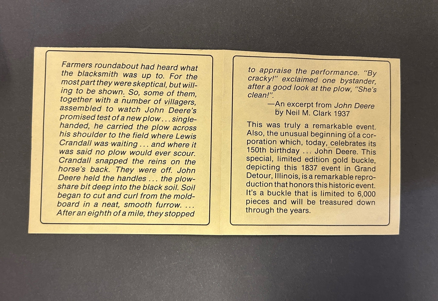 John Deere Belt Buckle - Commemorative 150 Years - 1837-1987-John Deer Collectible