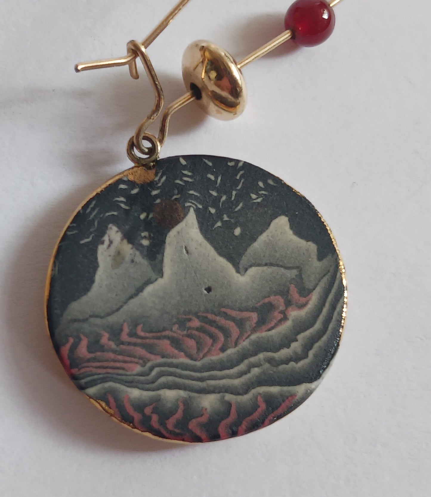 Desert Scene Enamel Hook Earrings - Modern Art Enameled Earrings