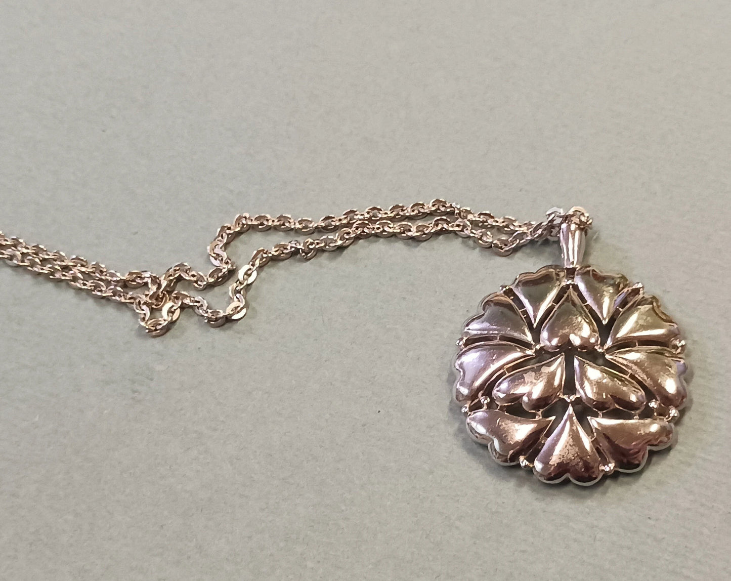 Trifari Double-Chained Silver Tone Necklace With Happy Heart Pendant- Signed Vintage Trifai 1970s - 1980s