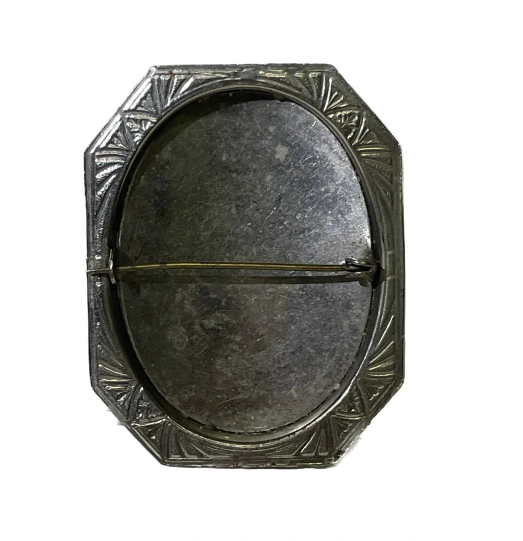 Celluloid Victorian Style Cameo Brooch