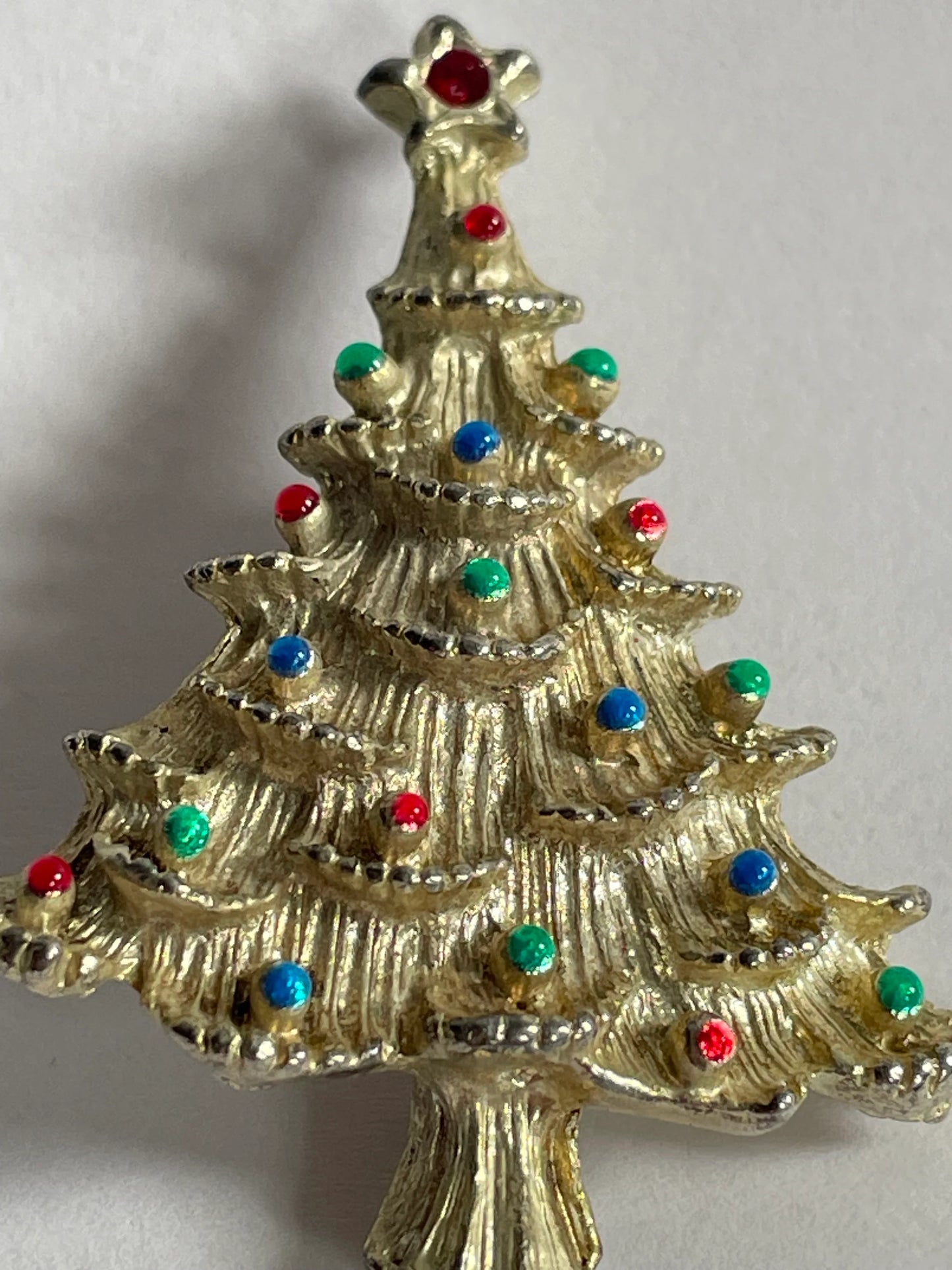 Gerry's Jewelry Company - Christmas Tree Brooch - Silver Enamel with Gold Wash