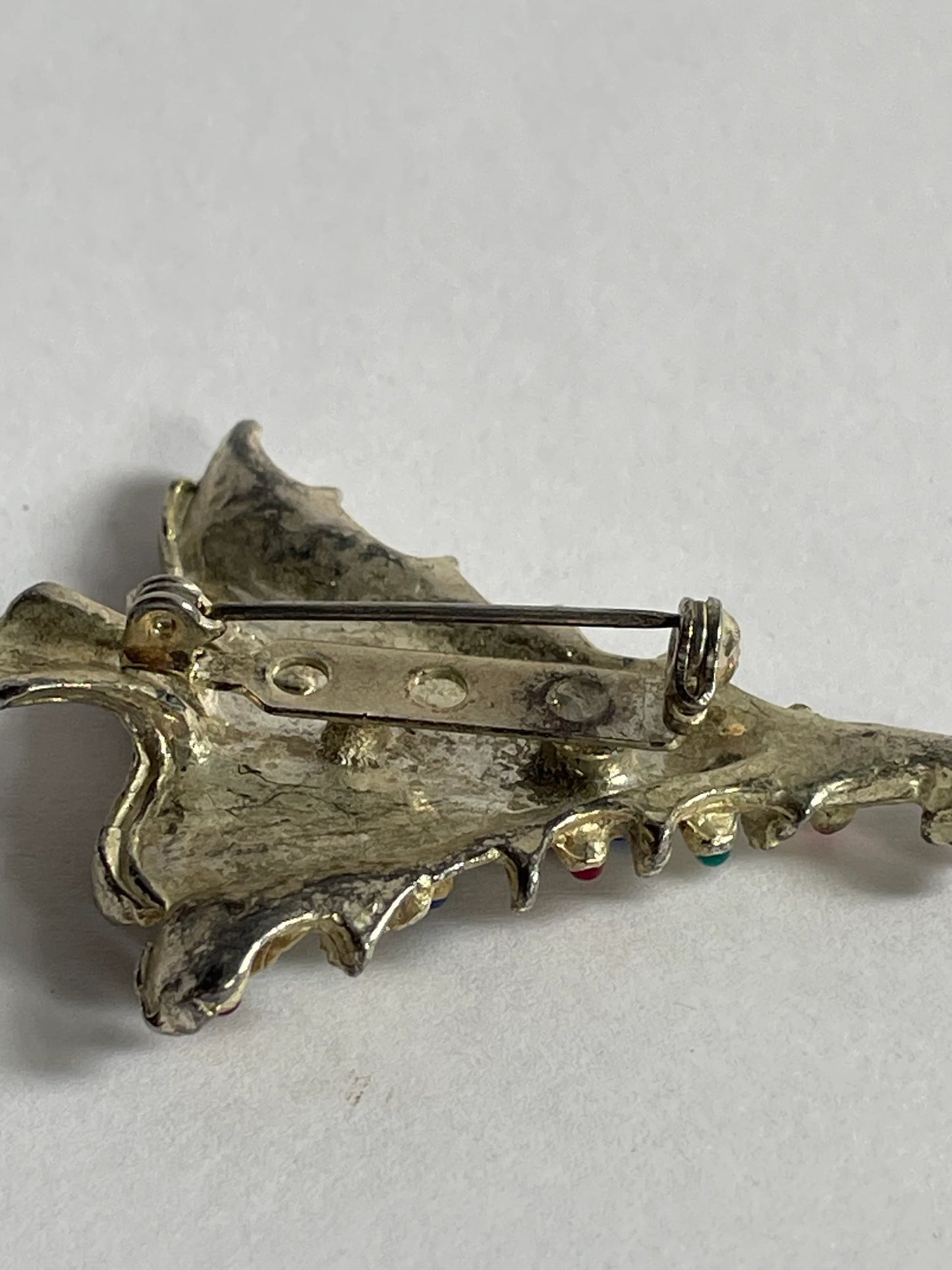 Gerry's Jewelry Company - Christmas Tree Brooch - Silver Enamel with Gold Wash