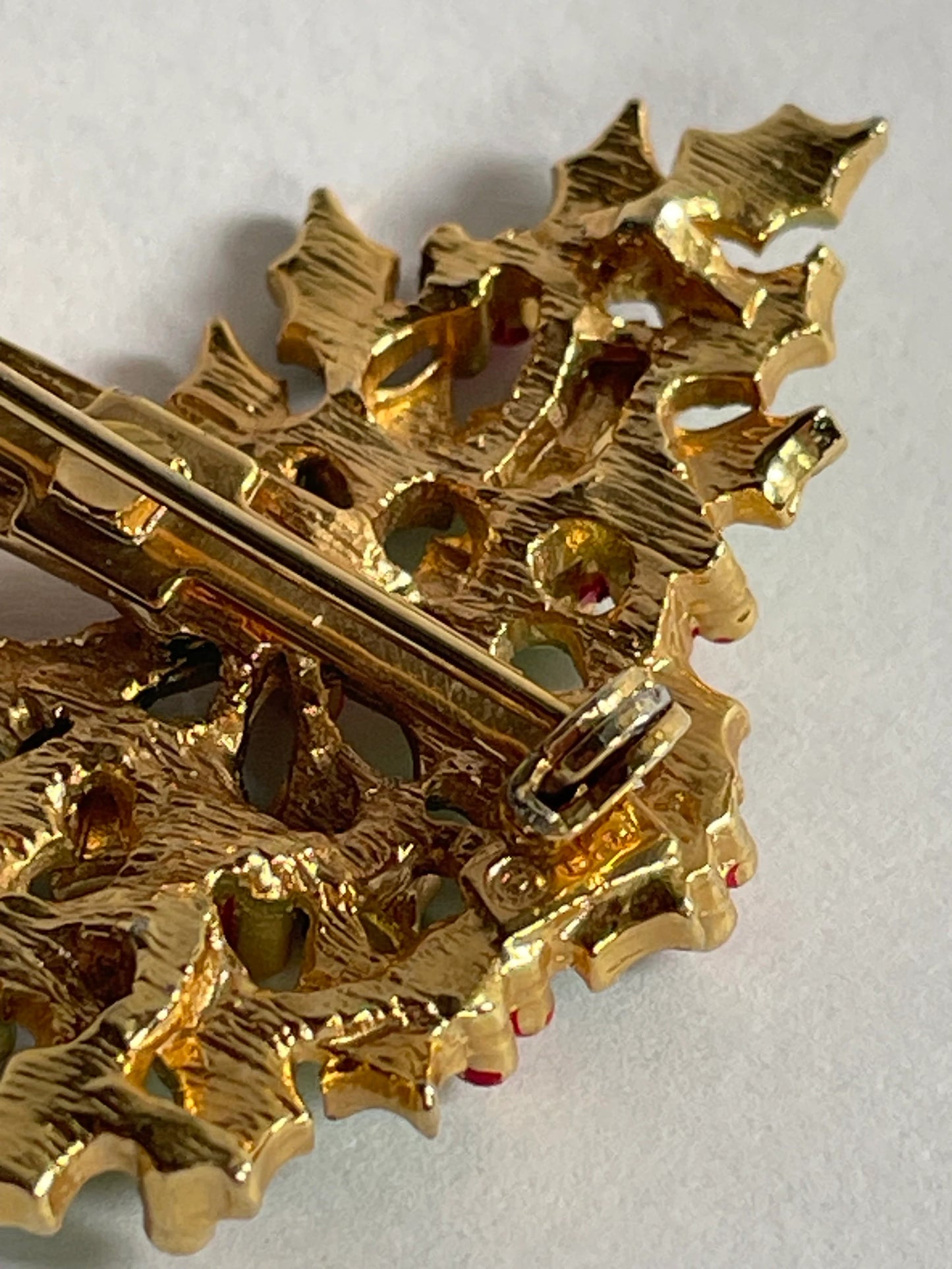 Jay Jacobs Enamel Christmas Candle with Holly Brooch/Pin