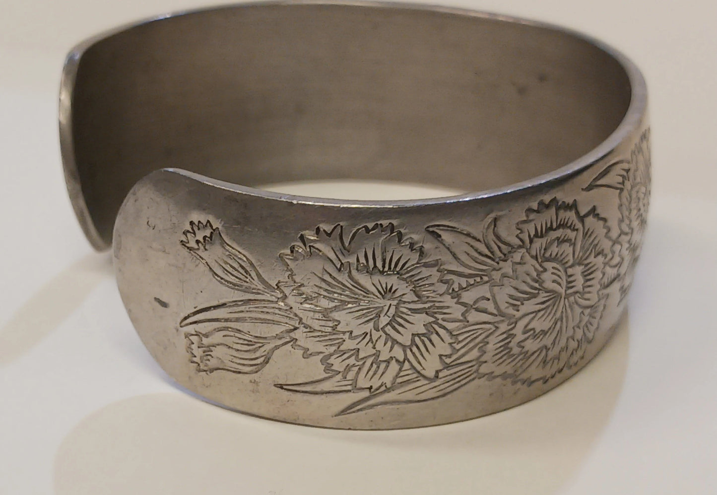 Kirk-Stieff Carnation Bracelet - Signed 900-1 Pewter Jewelry - Vintage 1970-1980s
