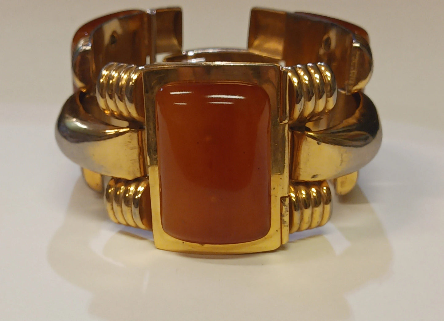 Bakelite Nita Raya Albert Flamand Bakelite and "Fladium" Locket Bracelet - Signed Art Deco Jewelry - Vintage 1930s