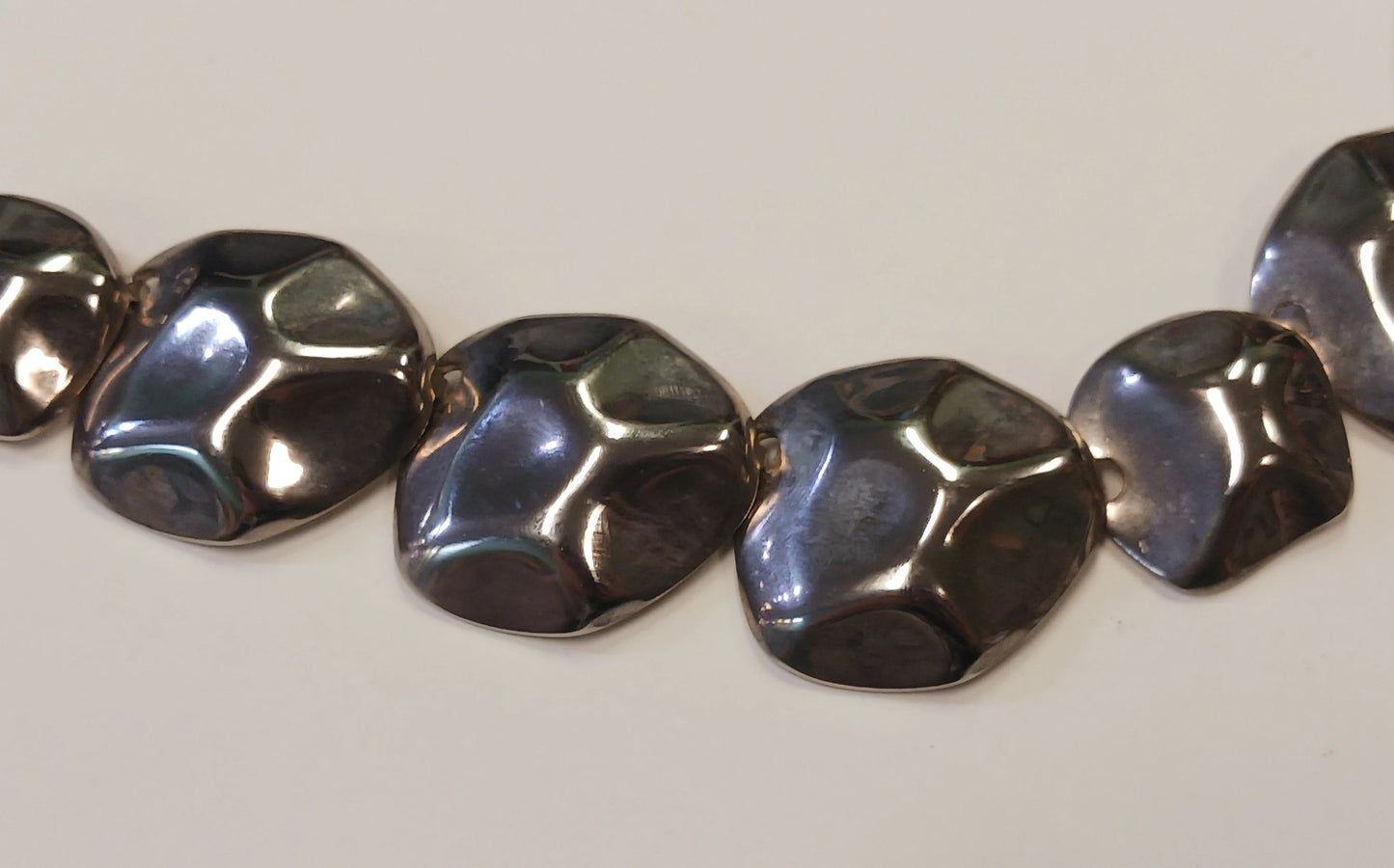 Metal Turtle Shell Statement Necklace - Brutalist Modern Jewelry - Vintage 1970s