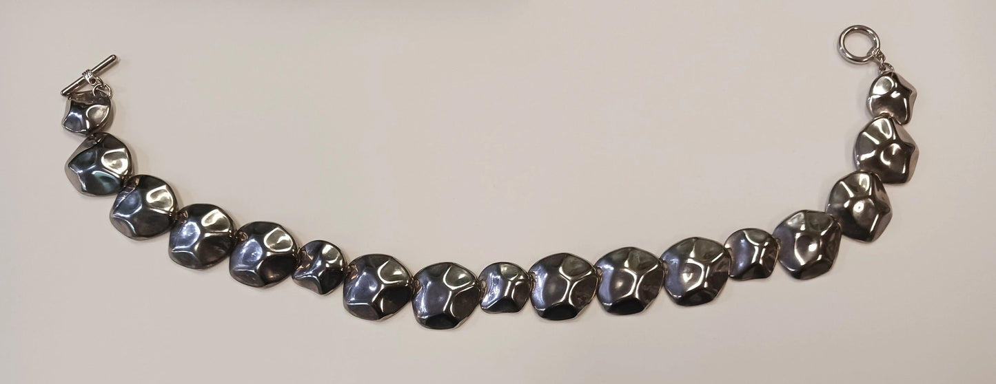 Metal Turtle Shell Statement Necklace - Brutalist Modern Jewelry - Vintage 1970s