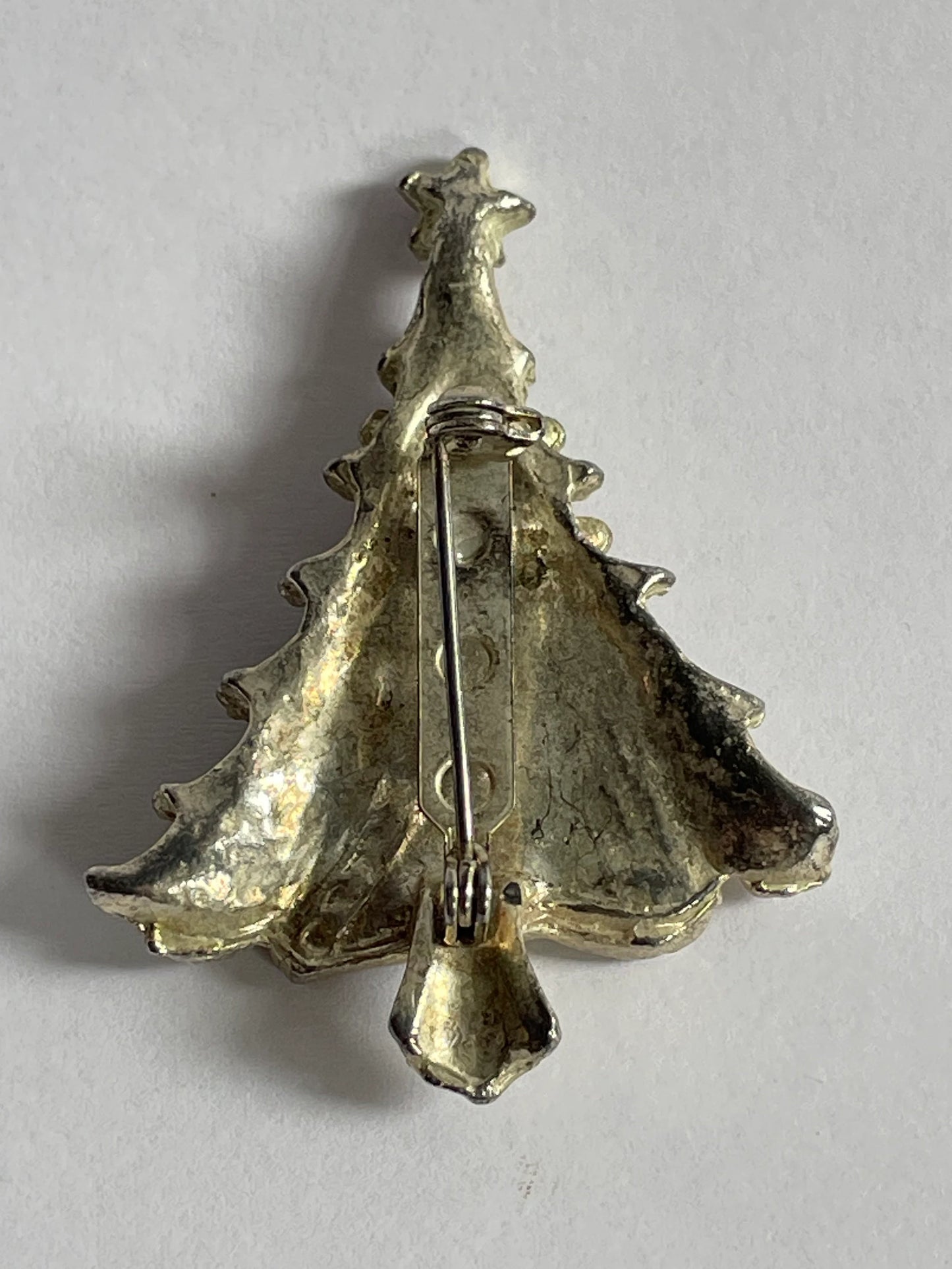 Gerry's Jewelry Company - Christmas Tree Brooch - Silver Enamel with Gold Wash