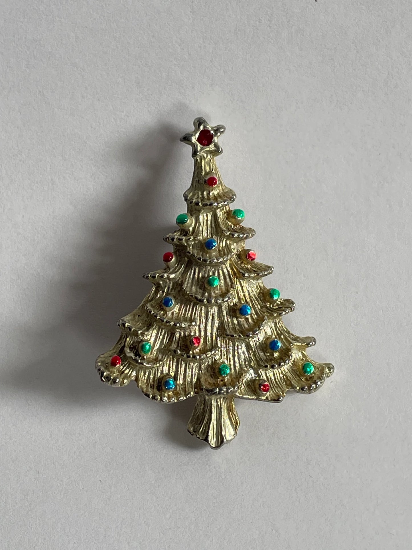 Gerry's Jewelry Company - Christmas Tree Brooch - Silver Enamel with Gold Wash