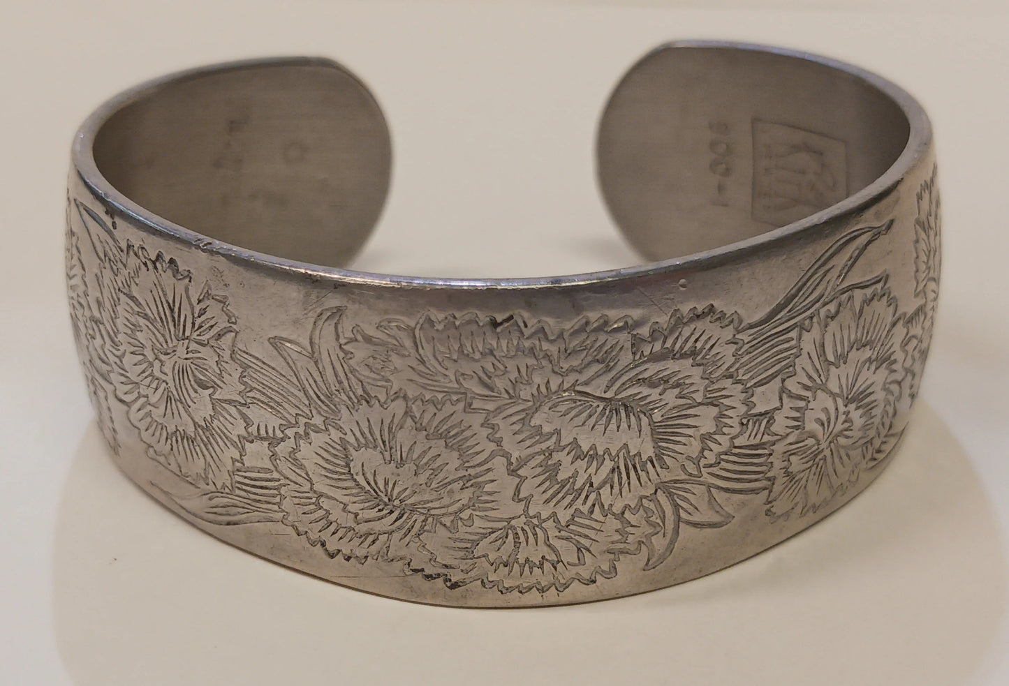 Kirk-Stieff Carnation Bracelet - Signed 900-1 Pewter Jewelry - Vintage 1970-1980s