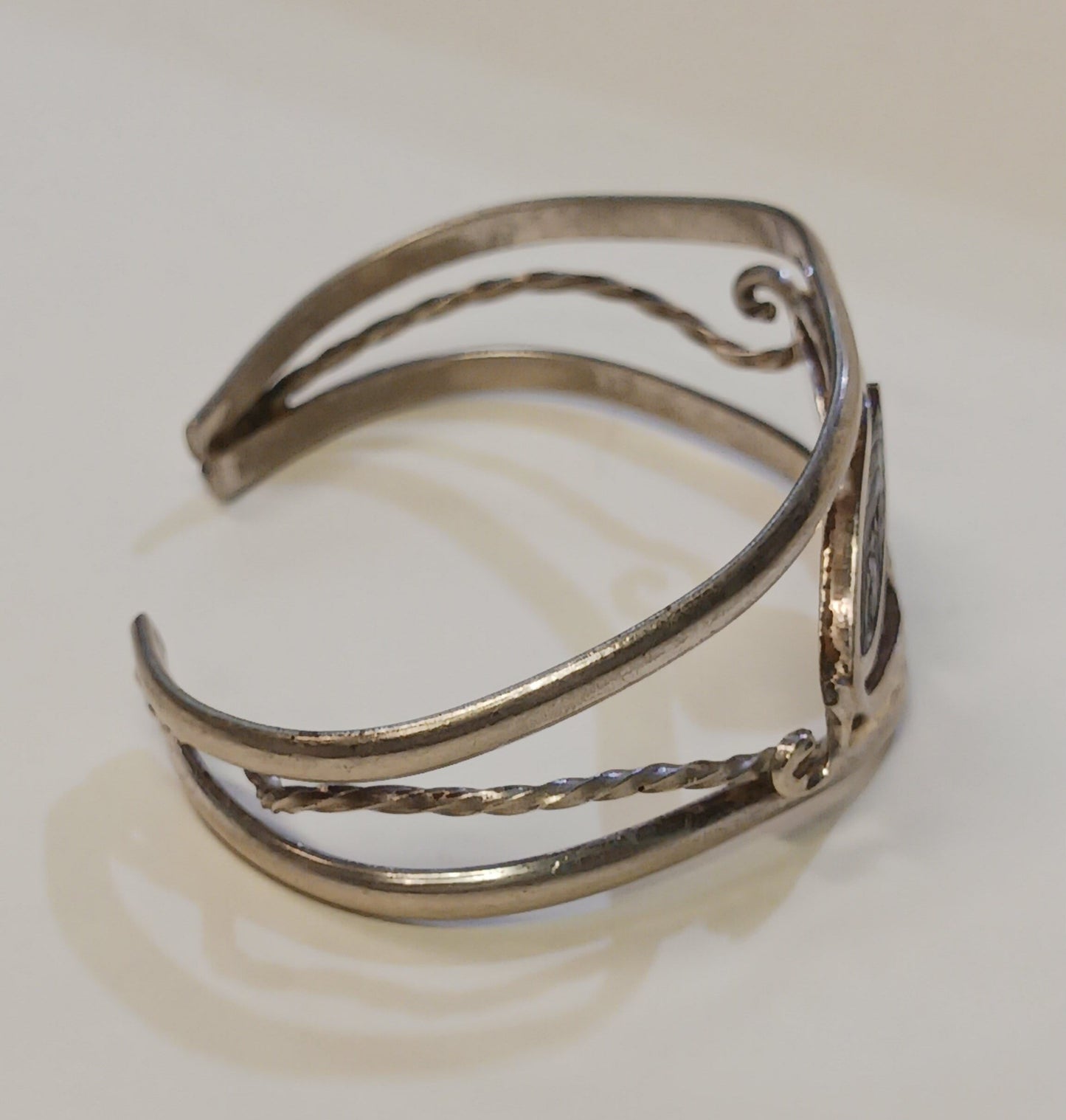 Alpaca Silver and Abalone Cuff Bracelet - Small Petite Size Jewelry - Seashell Jewelry