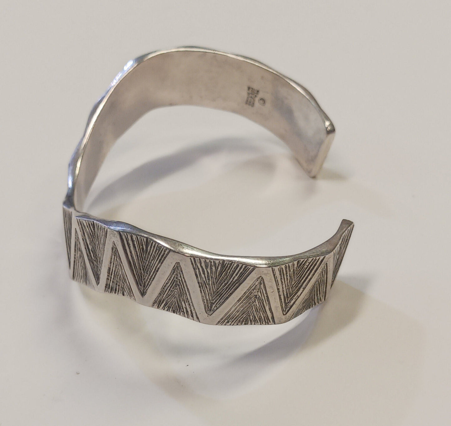 Textured Wave Sterling Silver Bracelet - Signed James Avery Cuff - Vintage 1970s