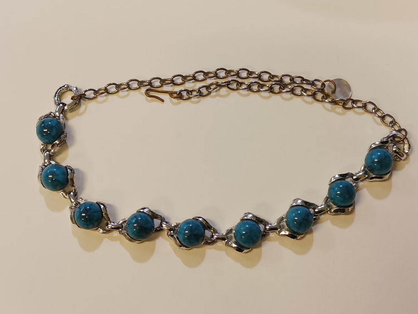 Blue Thermoset Bead Necklace - Plastic Jewelry - Vintage 1950-60s